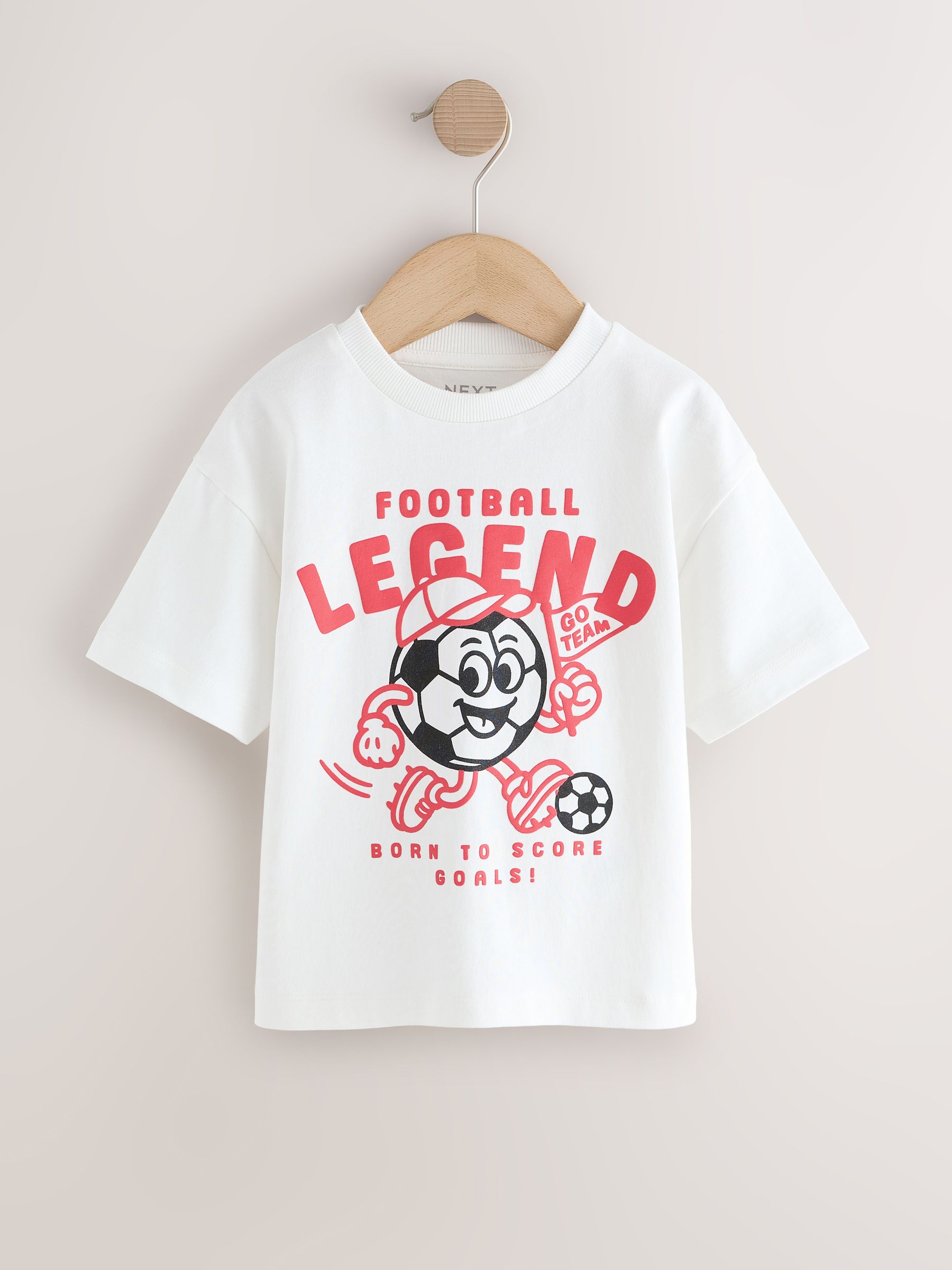 Next White Short Sleeve Football Slogan T-Shirt (3Mths-7Yrs)