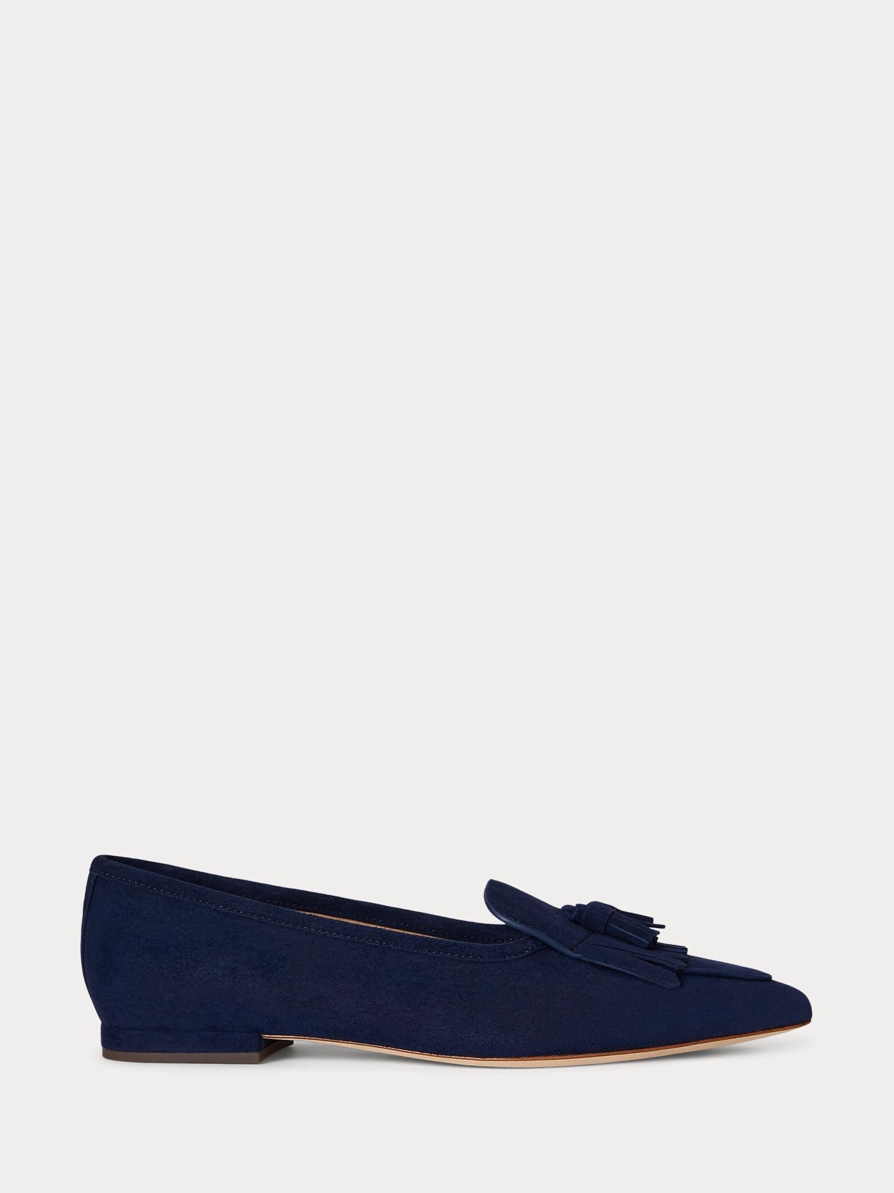 Lauren Ralph Lauren Donna Blu - Londyn - Kiltie - Scarpe Basse In Camoscio Scamosciato