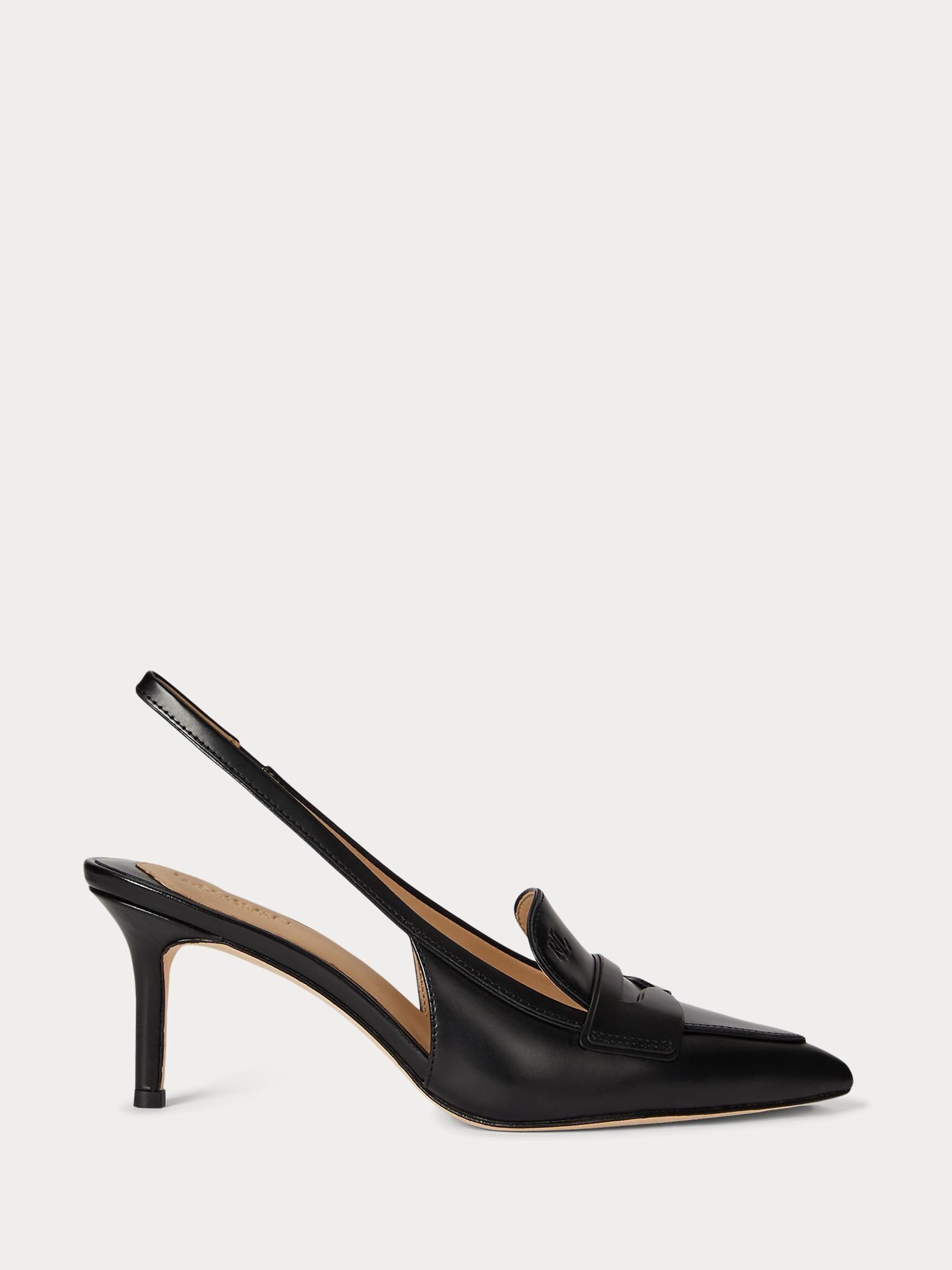 Lauren Ralph Lauren Kvinno Svart Khloe Leather Sling Back Loafer Heels