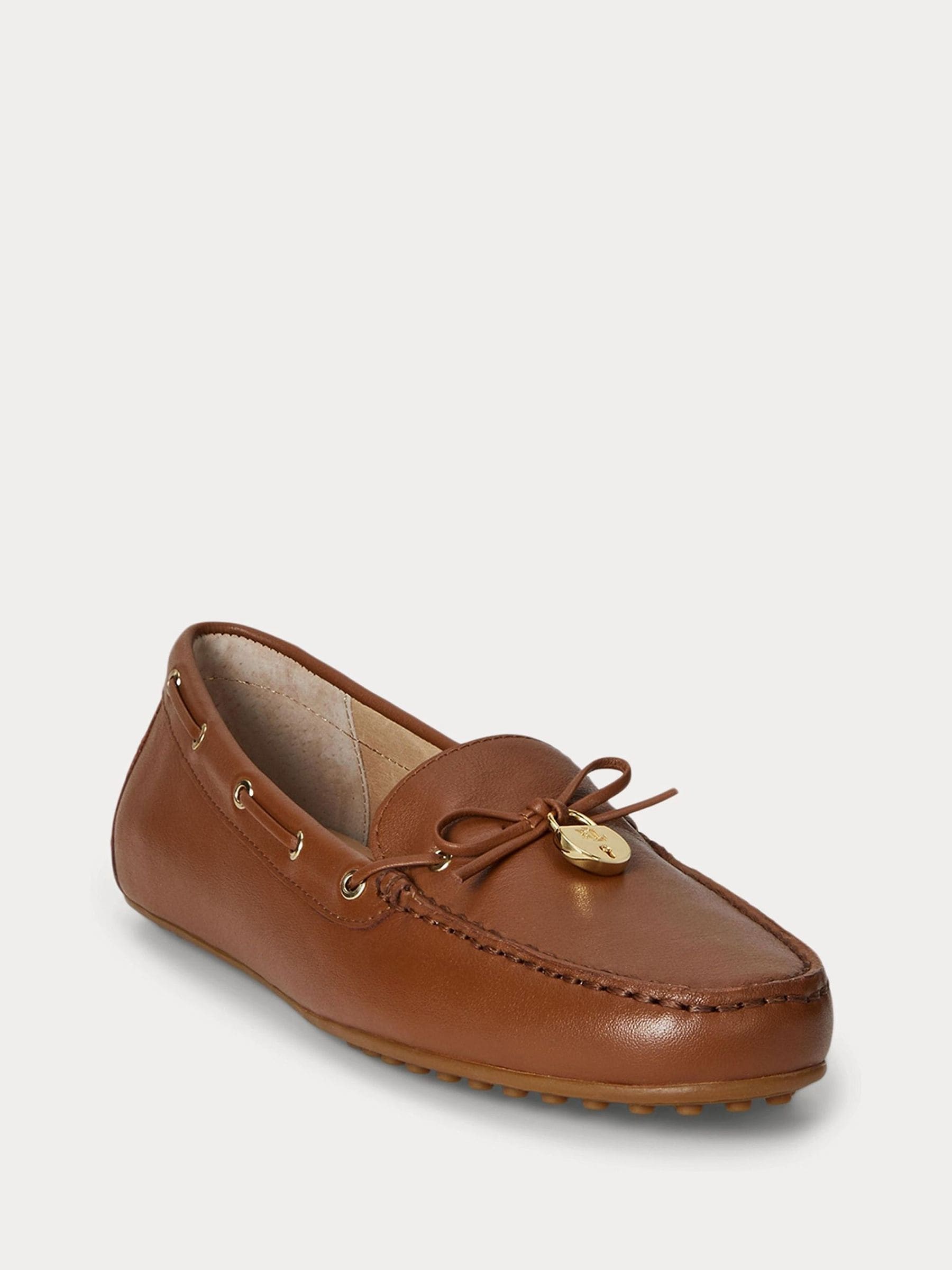 Next - Lauren Ralph Lauren Damski Brązowy Wylie Nappa Leather Boat Shoes