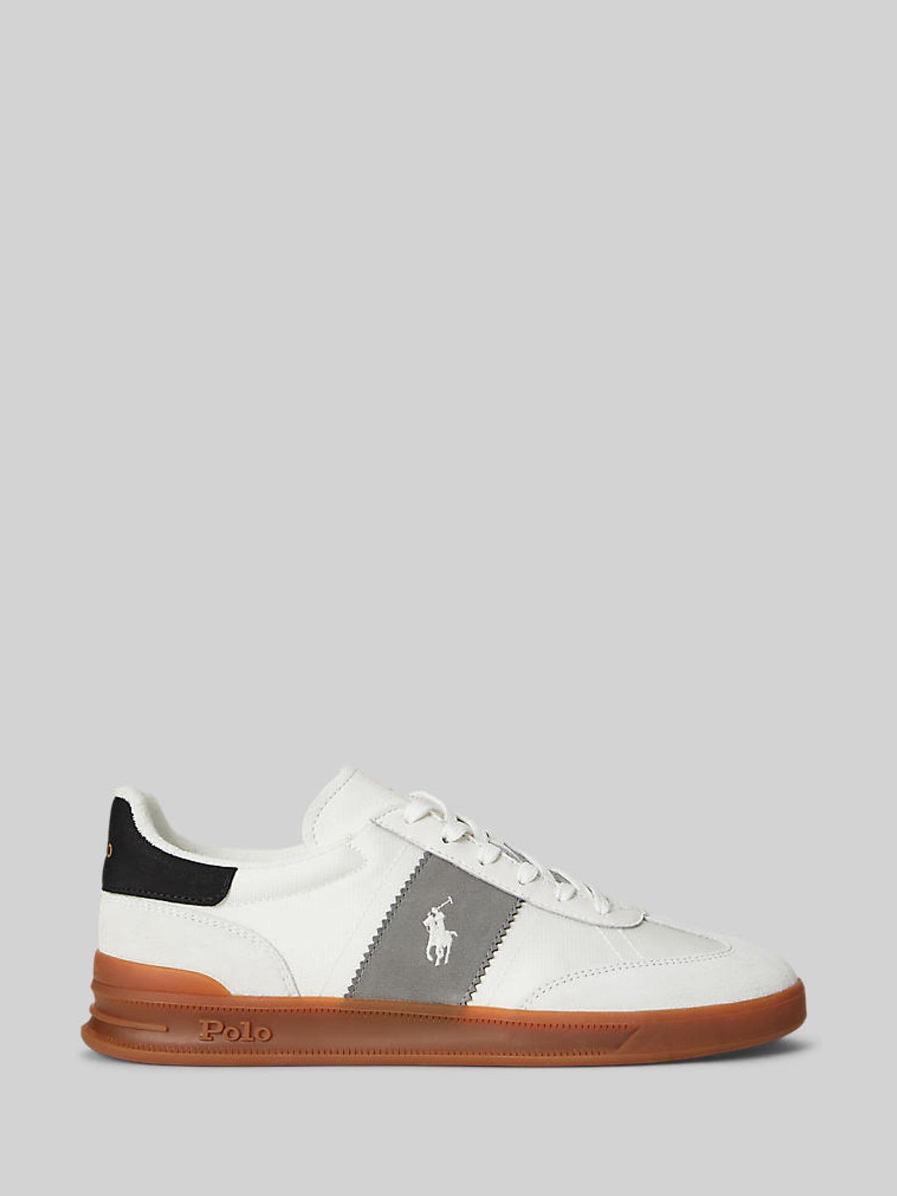Polo Ralph Lauren White Heritage Aera Contrast Suede Trainers