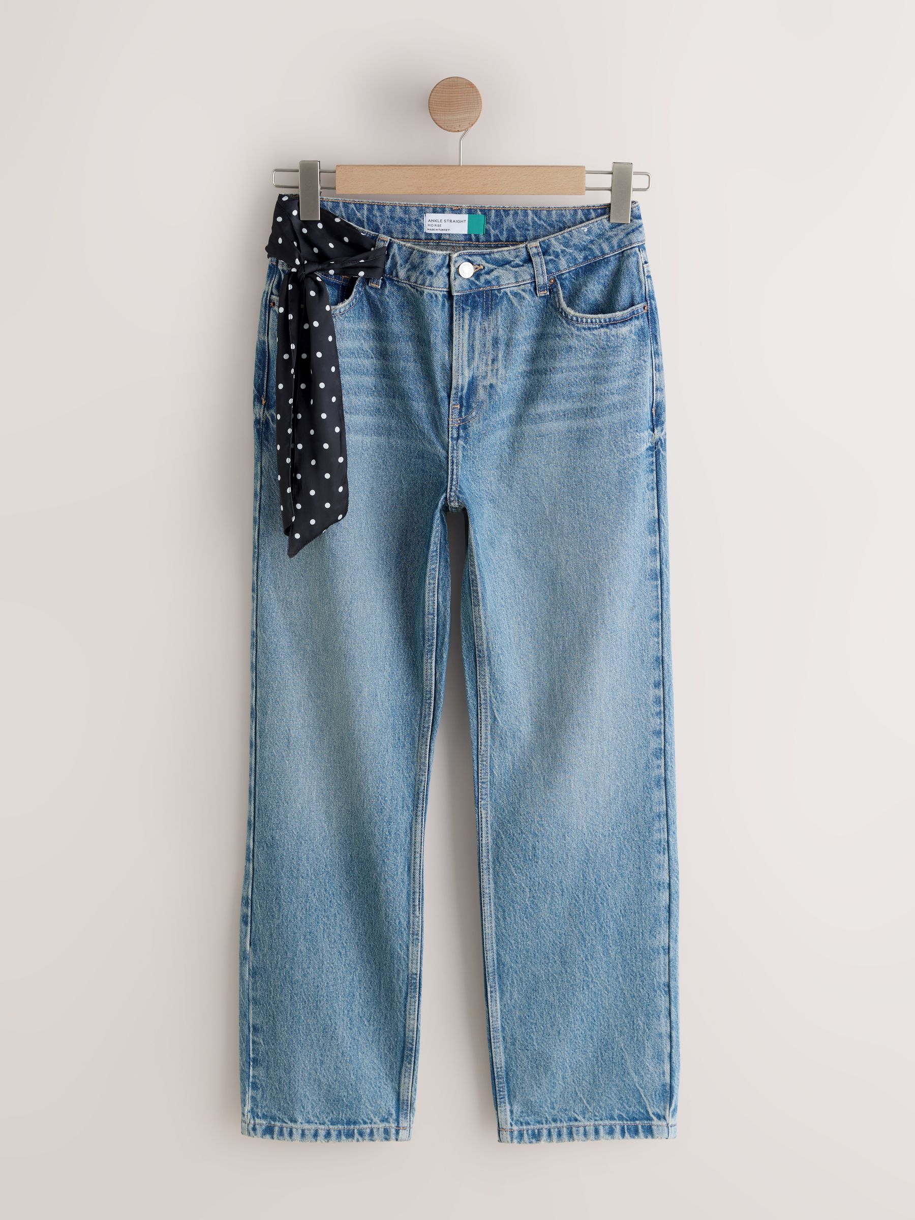 Next Jeans A Gamba Dritta A Vita Media Con Sciarpa