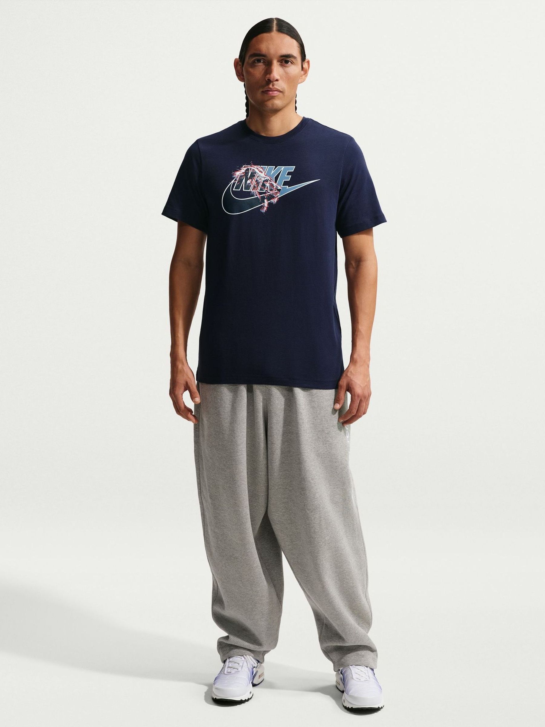 Nike Blue England Futura Logo Graphic T-Shirt