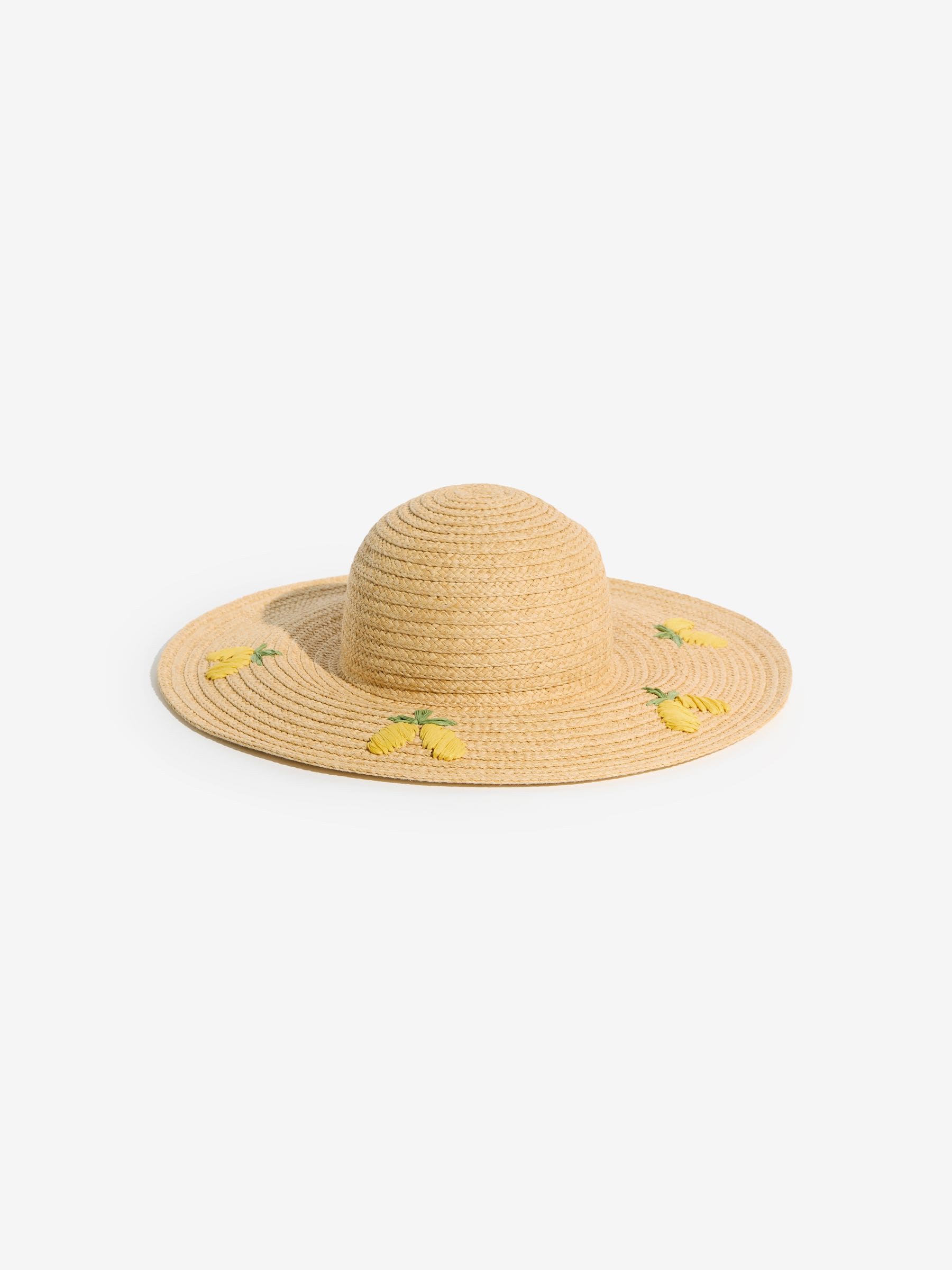 Love & Roses Natural Lemon Embriodered Floppy Hat