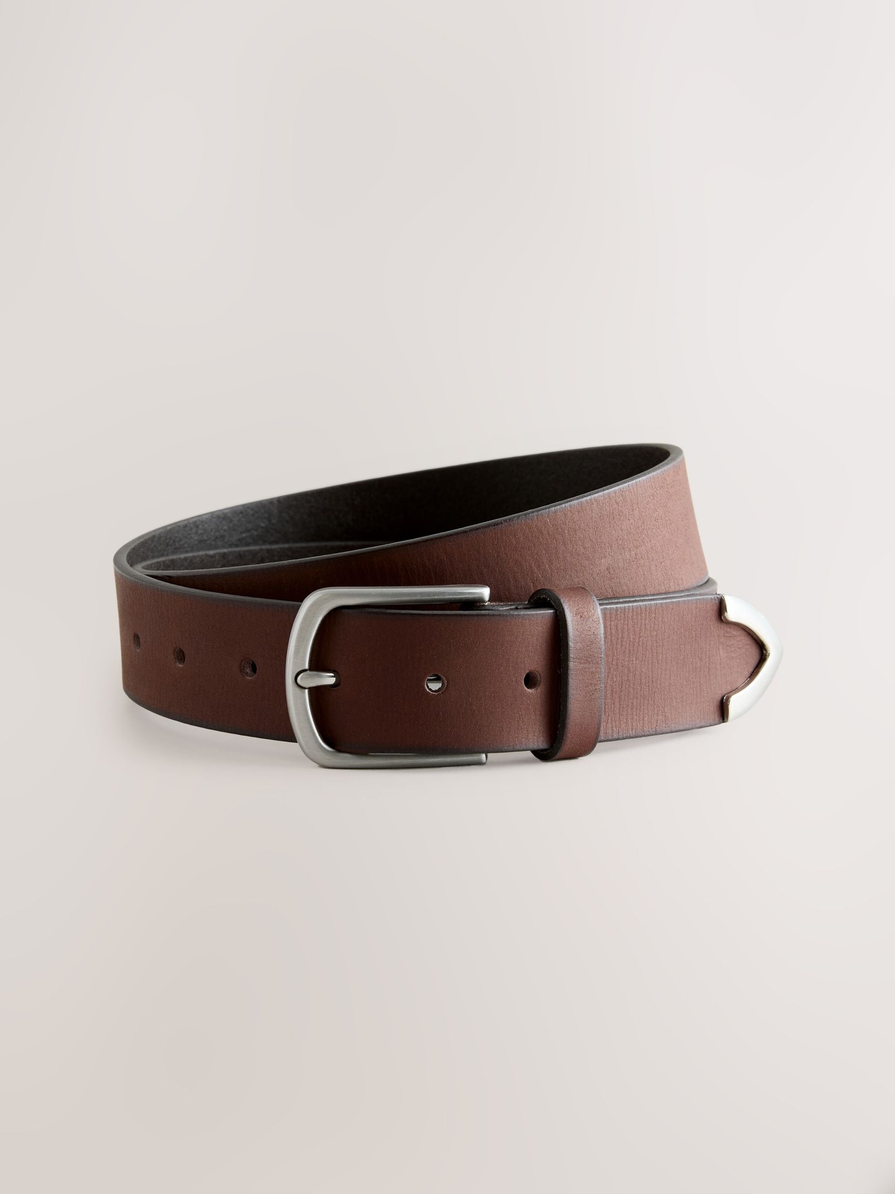 Next Men's Belt Leather Metal Tip