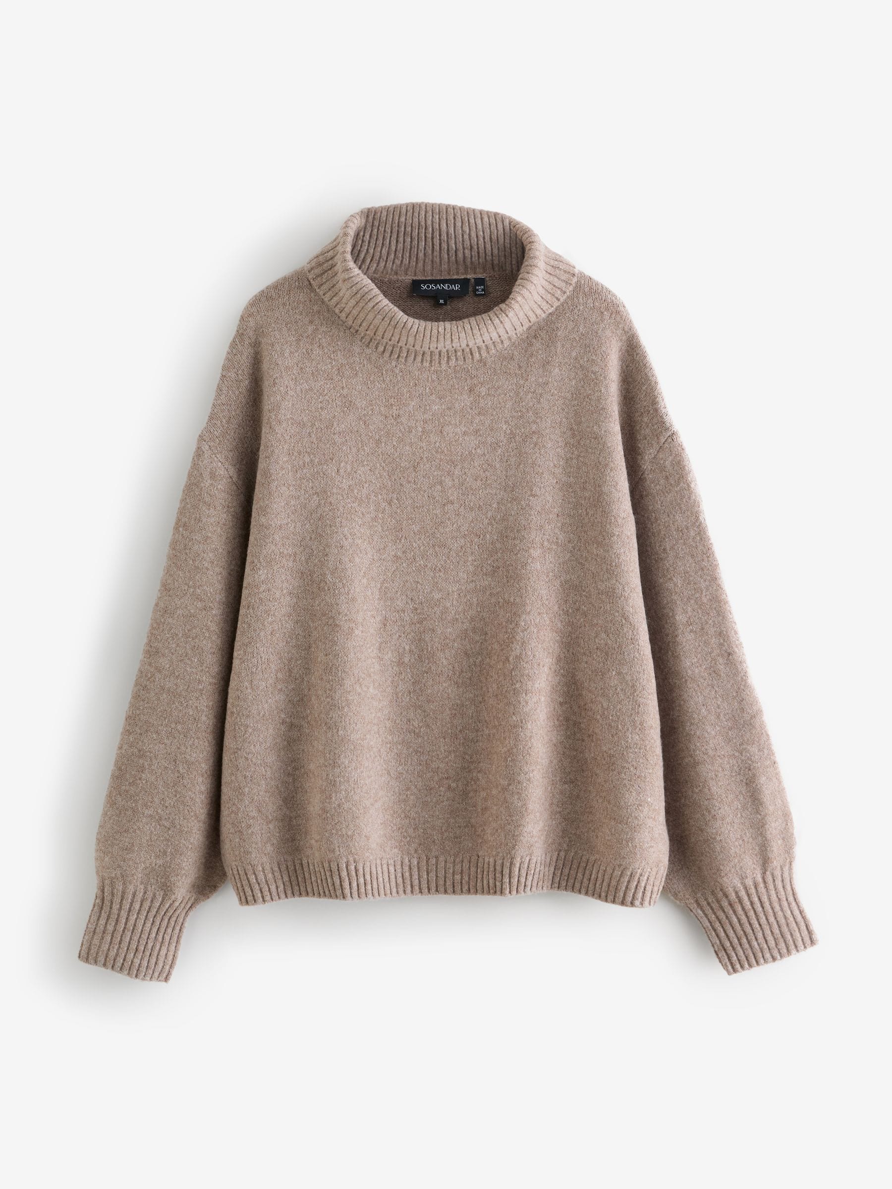 Sosandar Brown Knitted Roll Neck Jumper