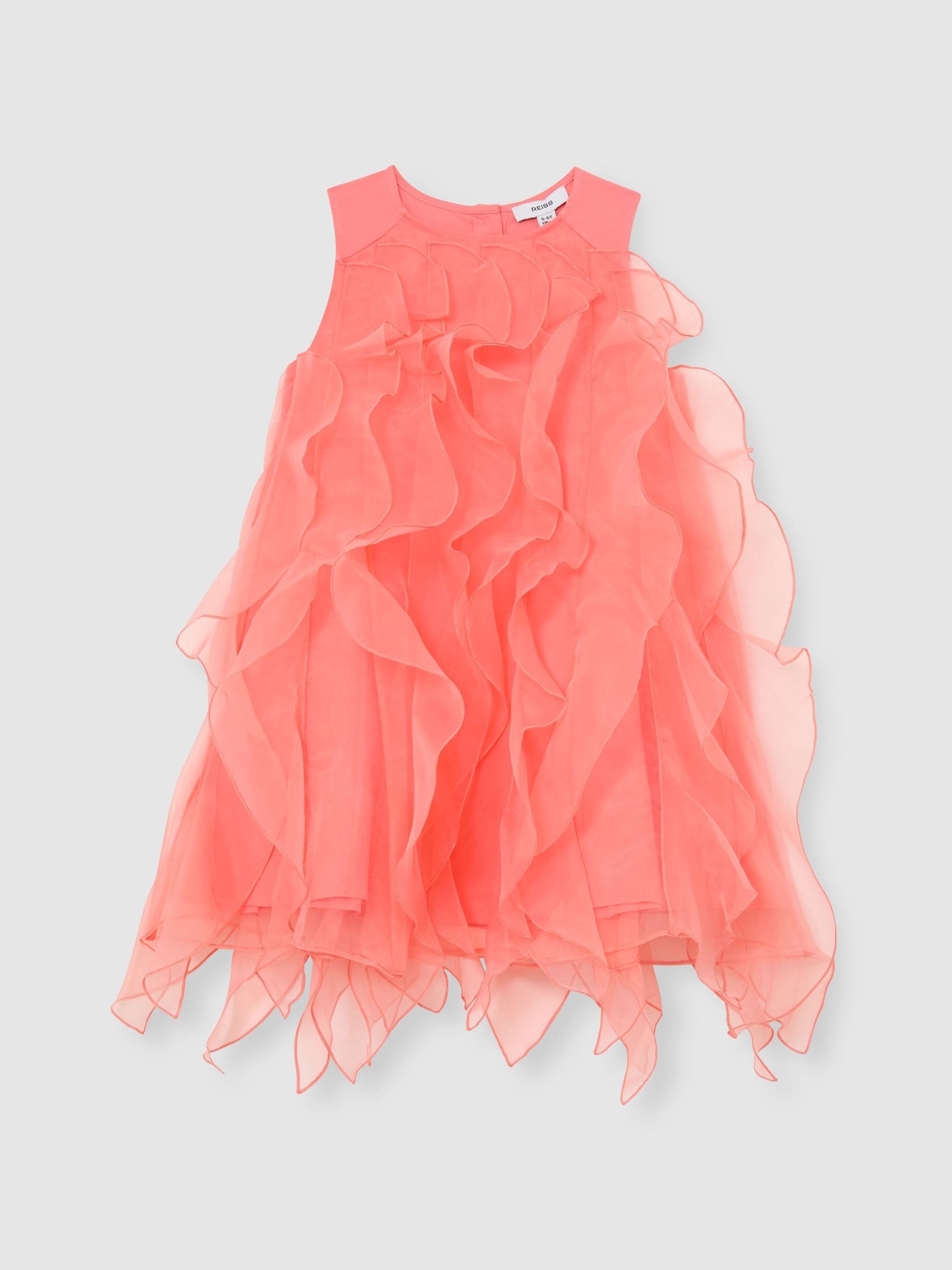 Reiss Sukupuolineutraali Lapset Coral Pink Ellenora 3-9 Yrs Ruffle-Detail Organza Dress