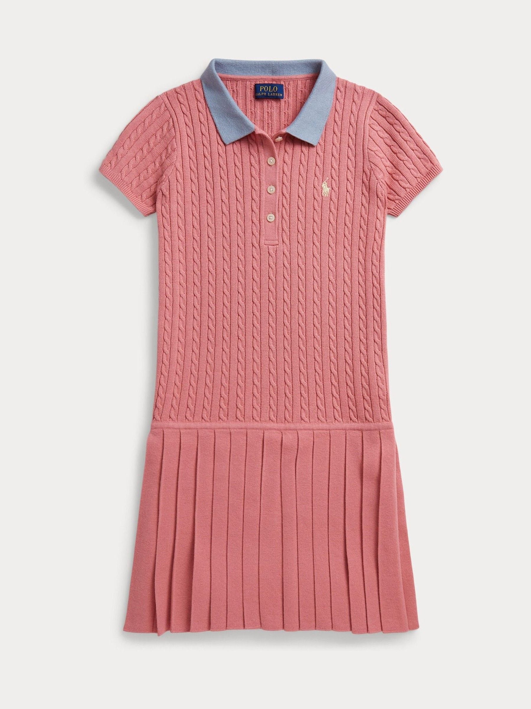 Polo Ralph Lauren Kvinno Rosa Collared Pleated Dress