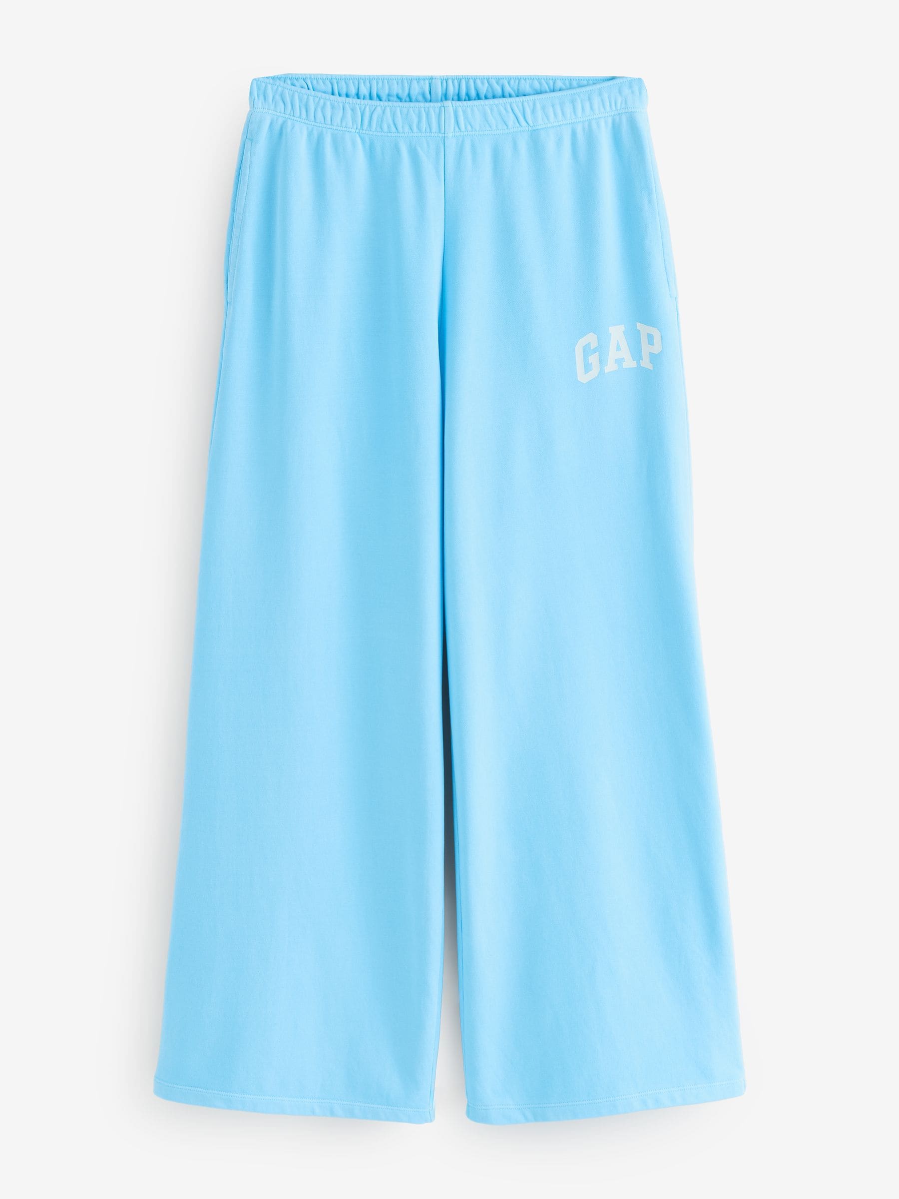 Gap Blue Logo French Terry Wide Leg Joggers
