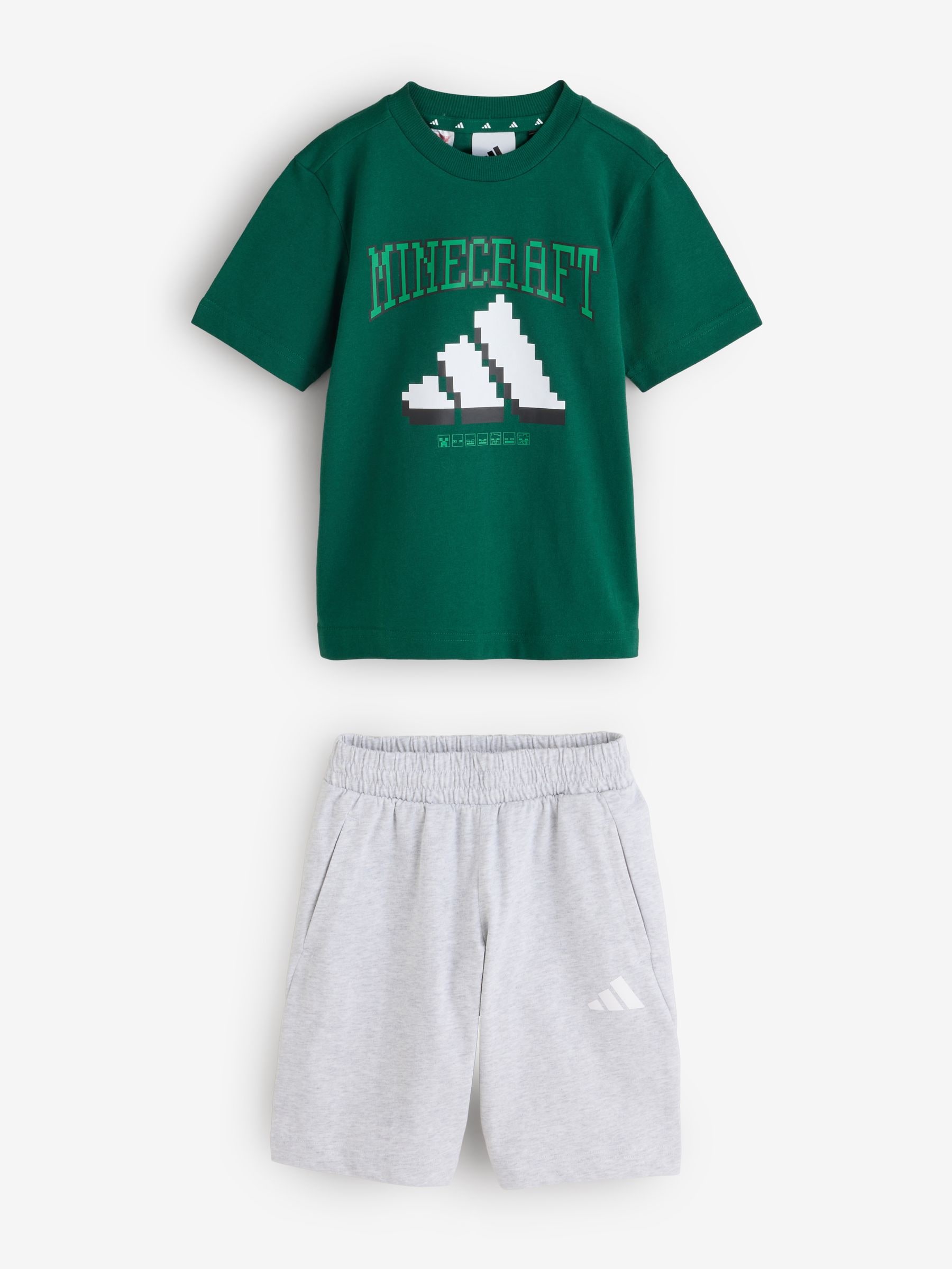 Adidas Ragazzo Verde Set T Shirt E Pantaloncini Minecraft Per Bambini - Immagine 1