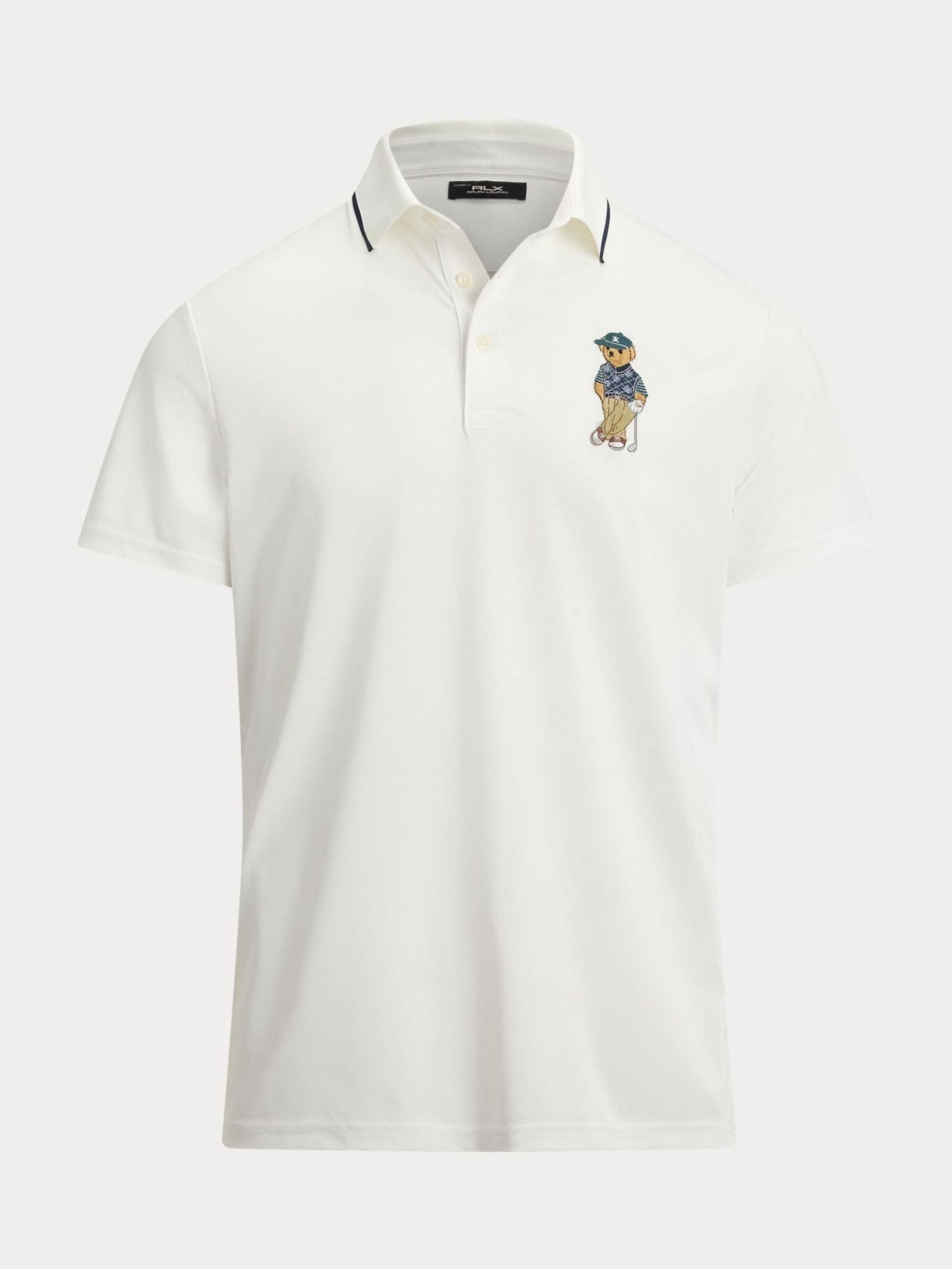 Ralph Lauren Miesten Valkoinen Rlx Airtech Pique Bear -Poolopaita