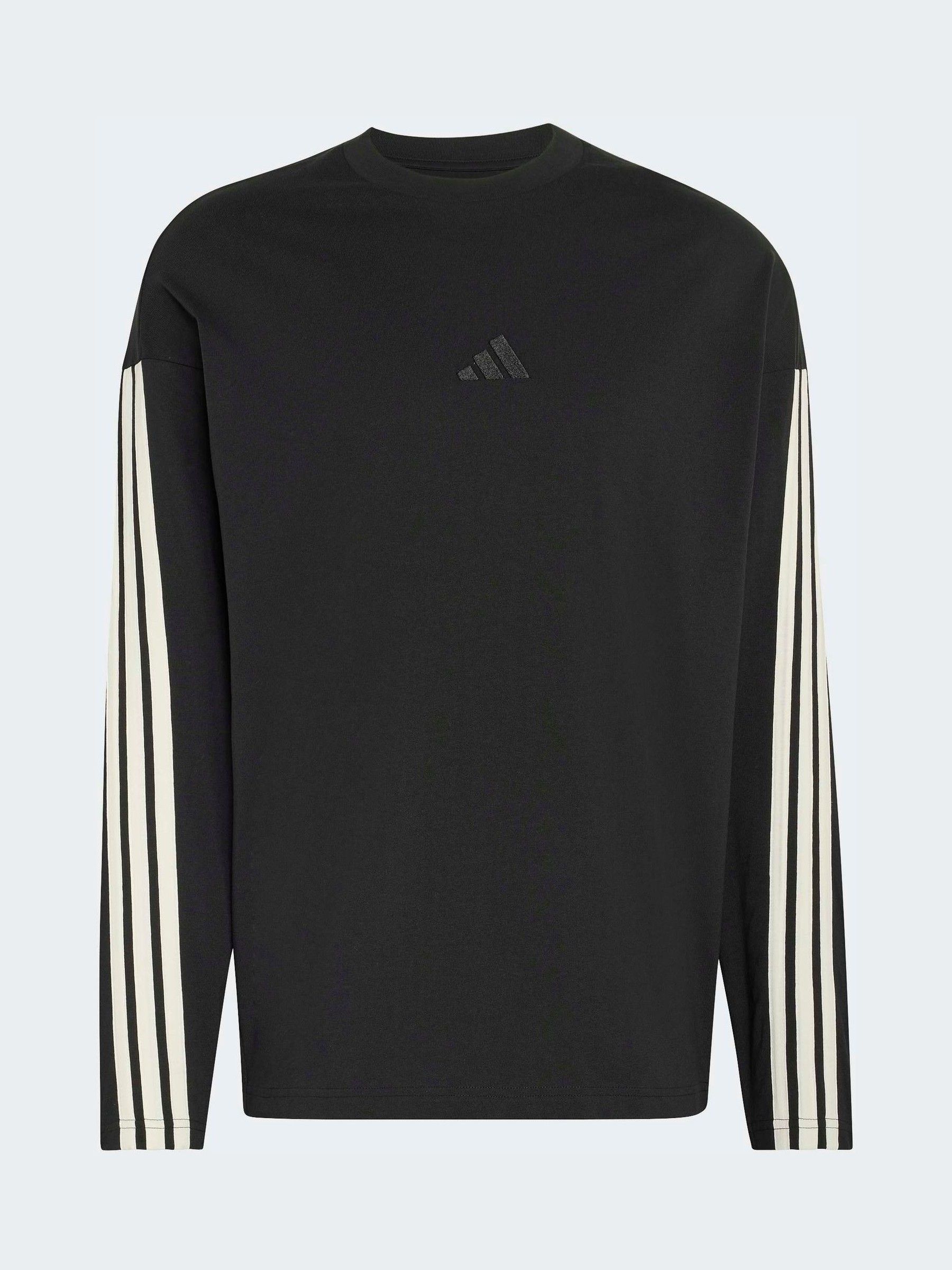 Adidas Uomo Nero T-Shirt A Maniche Lunghe Kit 3-Stripes - Immagine 1