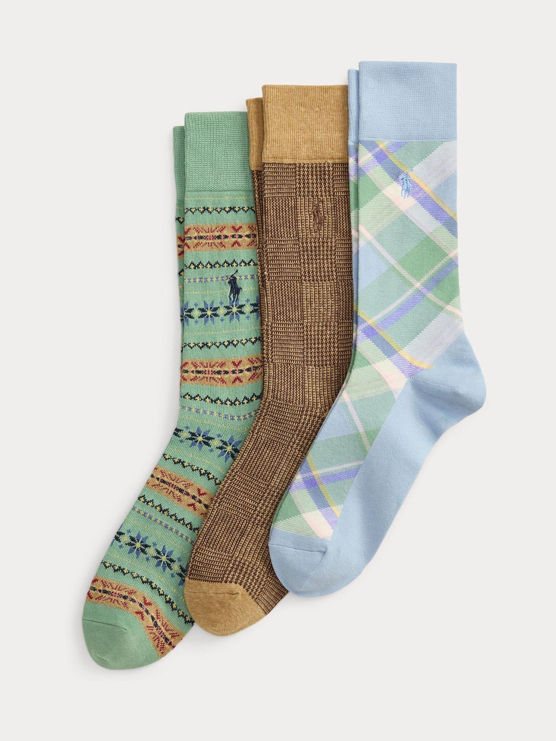 Polo Ralph Lauren Blue Cotton-Blend Crew Sock 3 Pack