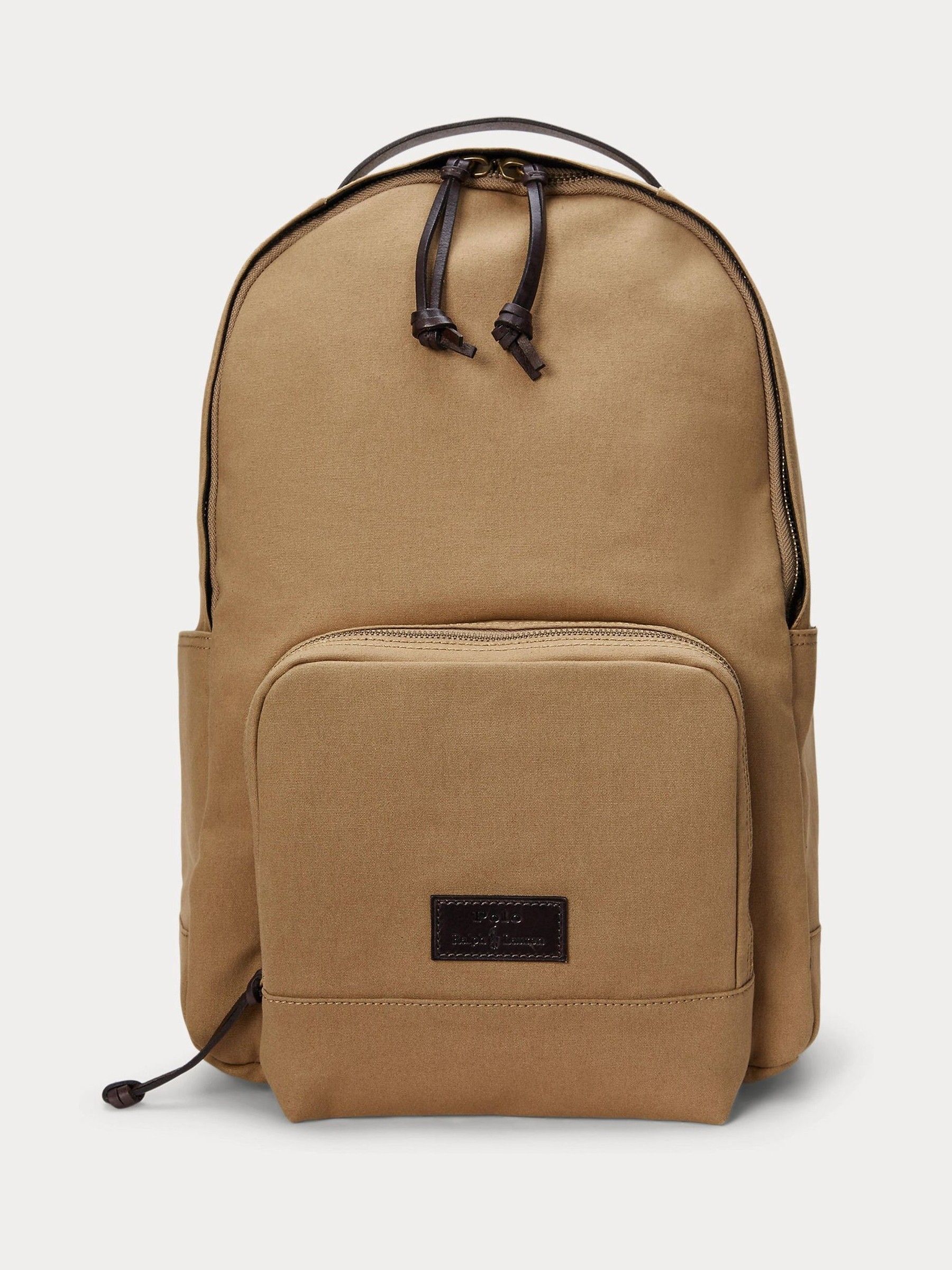 Polo Ralph Lauren Brown Leather-Trim Canvas Backpack