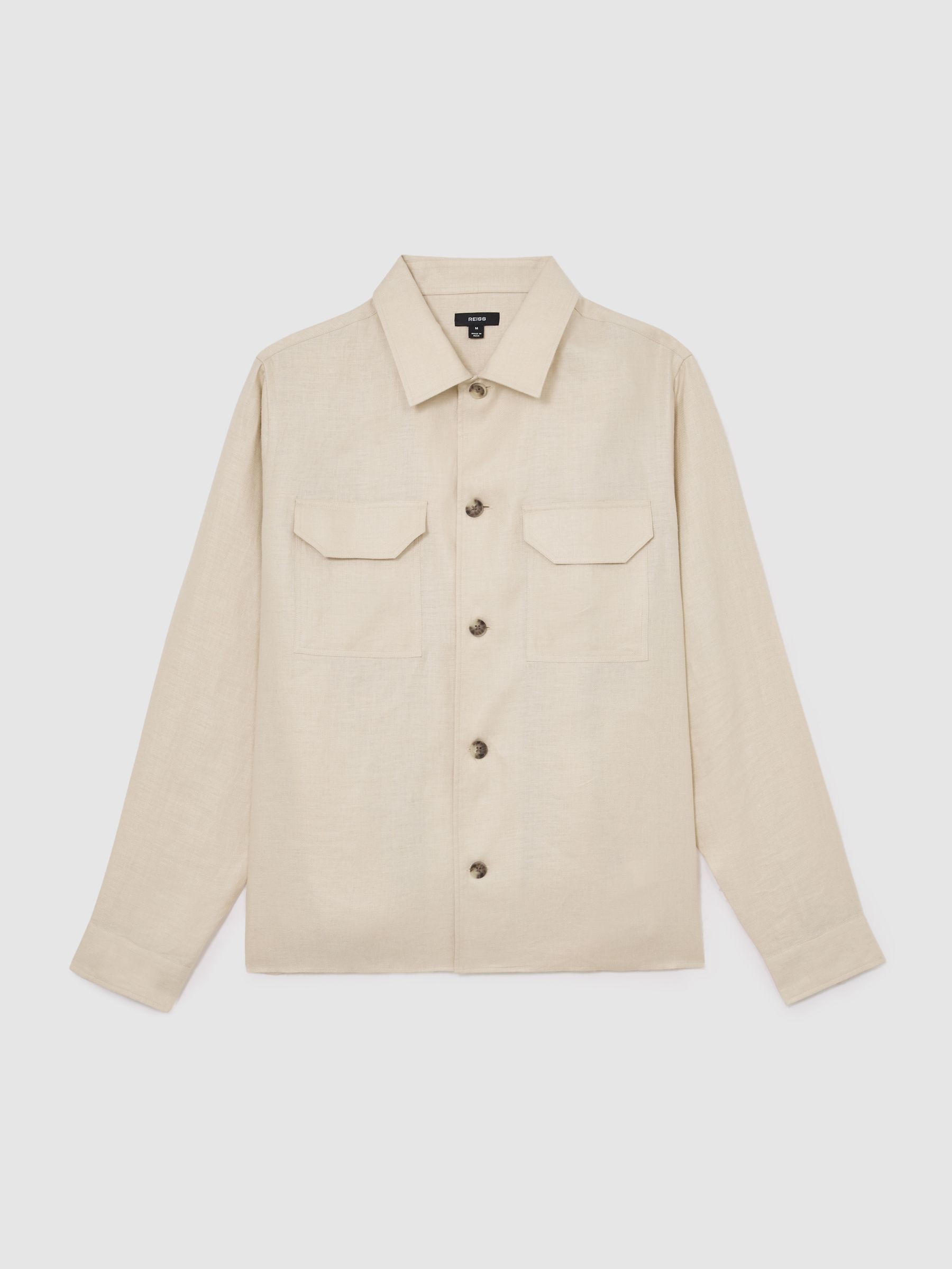 Reiss - Chemise - Lin - Bleu Clair - Coupe Régulière