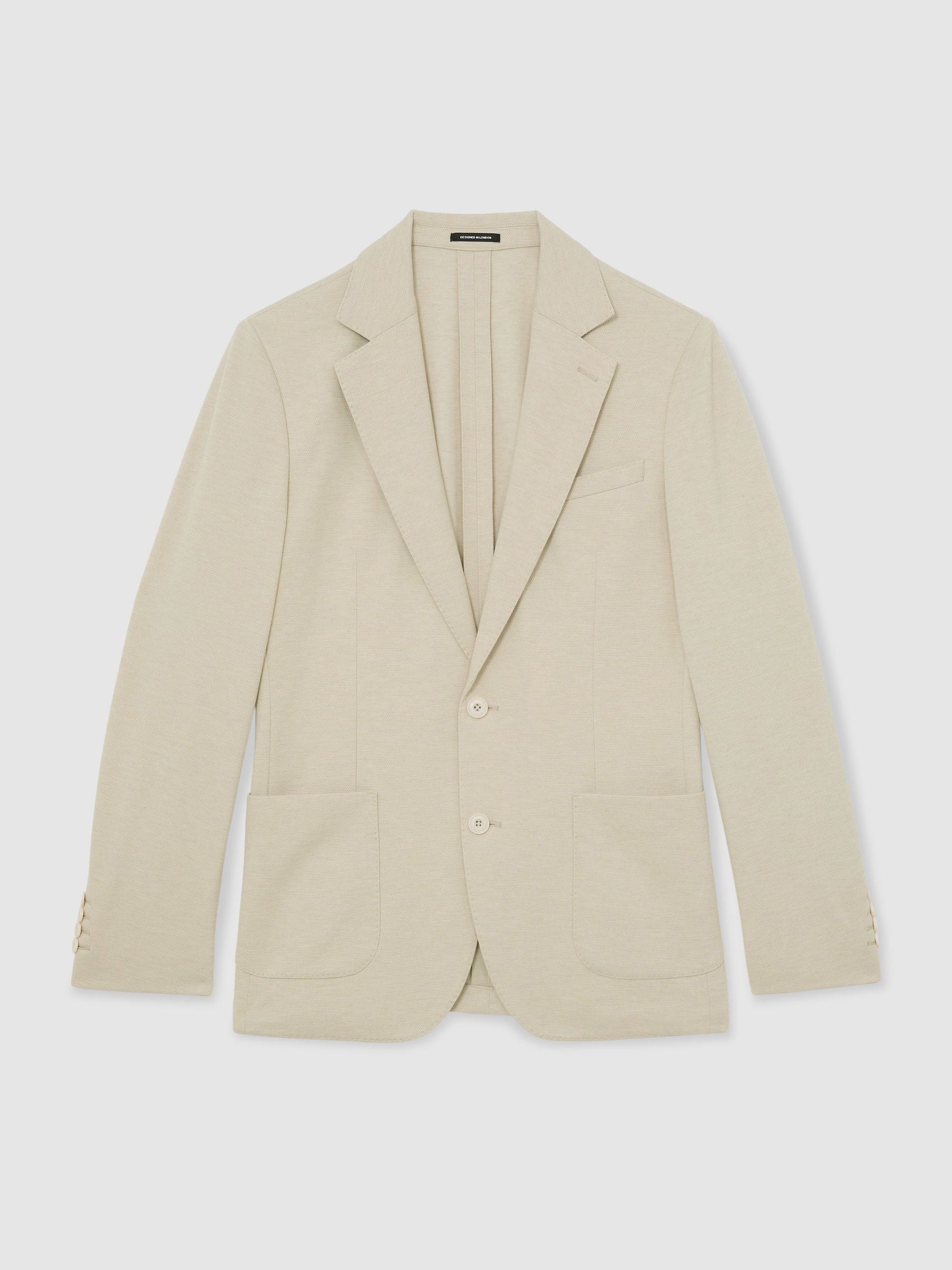 Reiss Stone Gerrard Tailored Fit Textured Jersey Single-Breasted Suit Blazer
