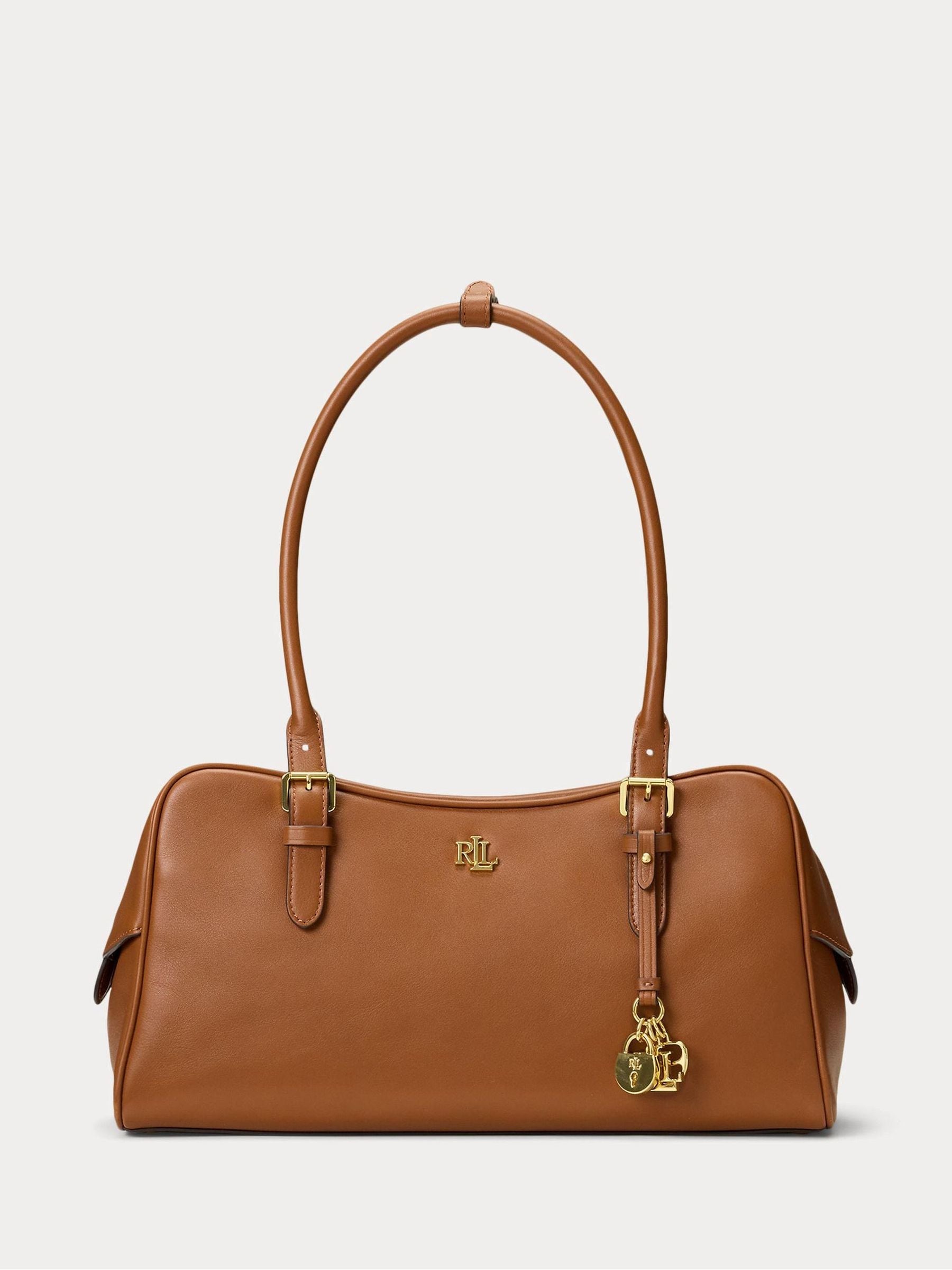 Lauren Ralph Lauren Brown Leather Large Marcy Satchel Bag