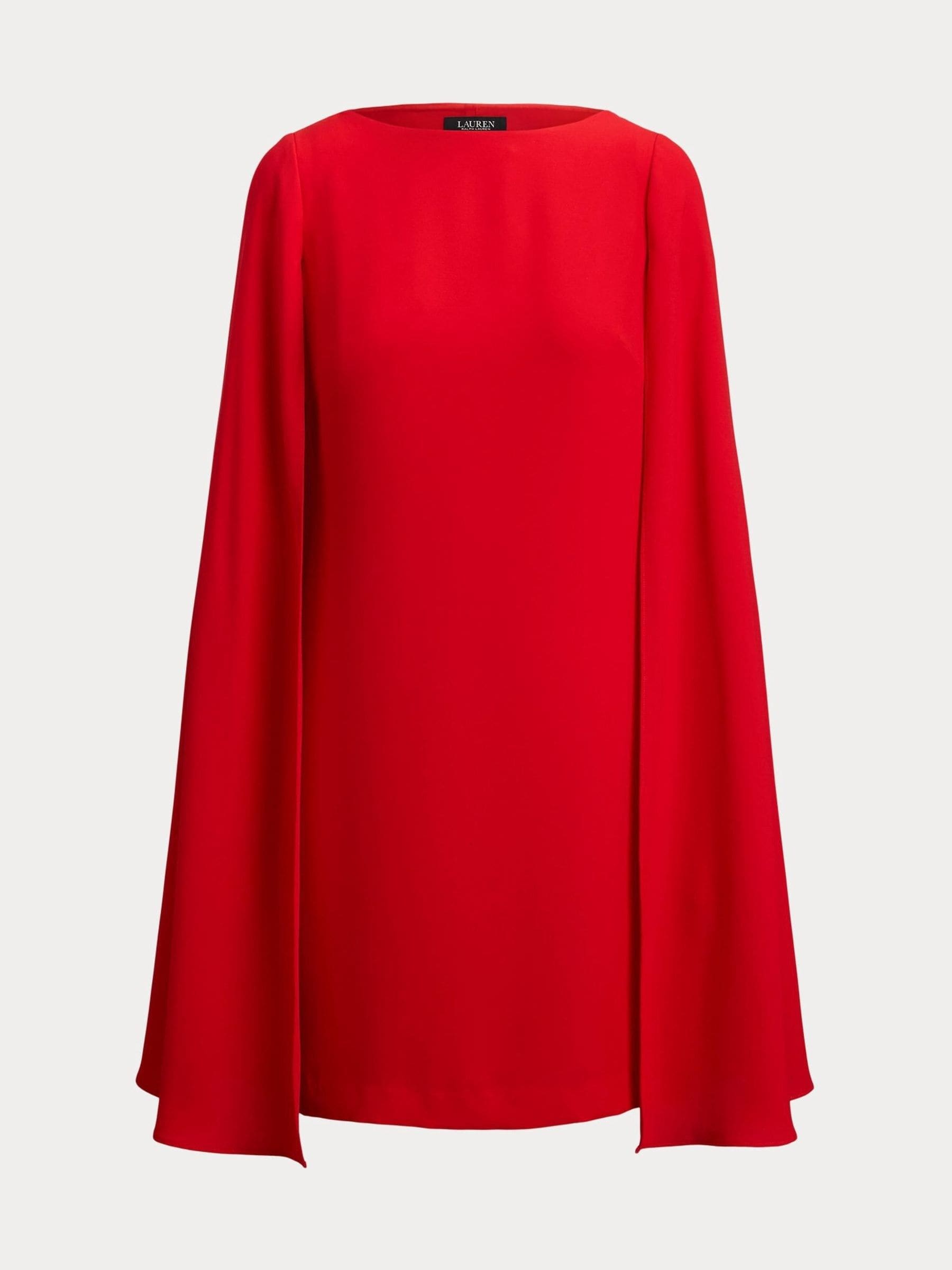 Lauren Ralph Lauren Donna Rosso Petra Long Sleeve Cocktail Dress