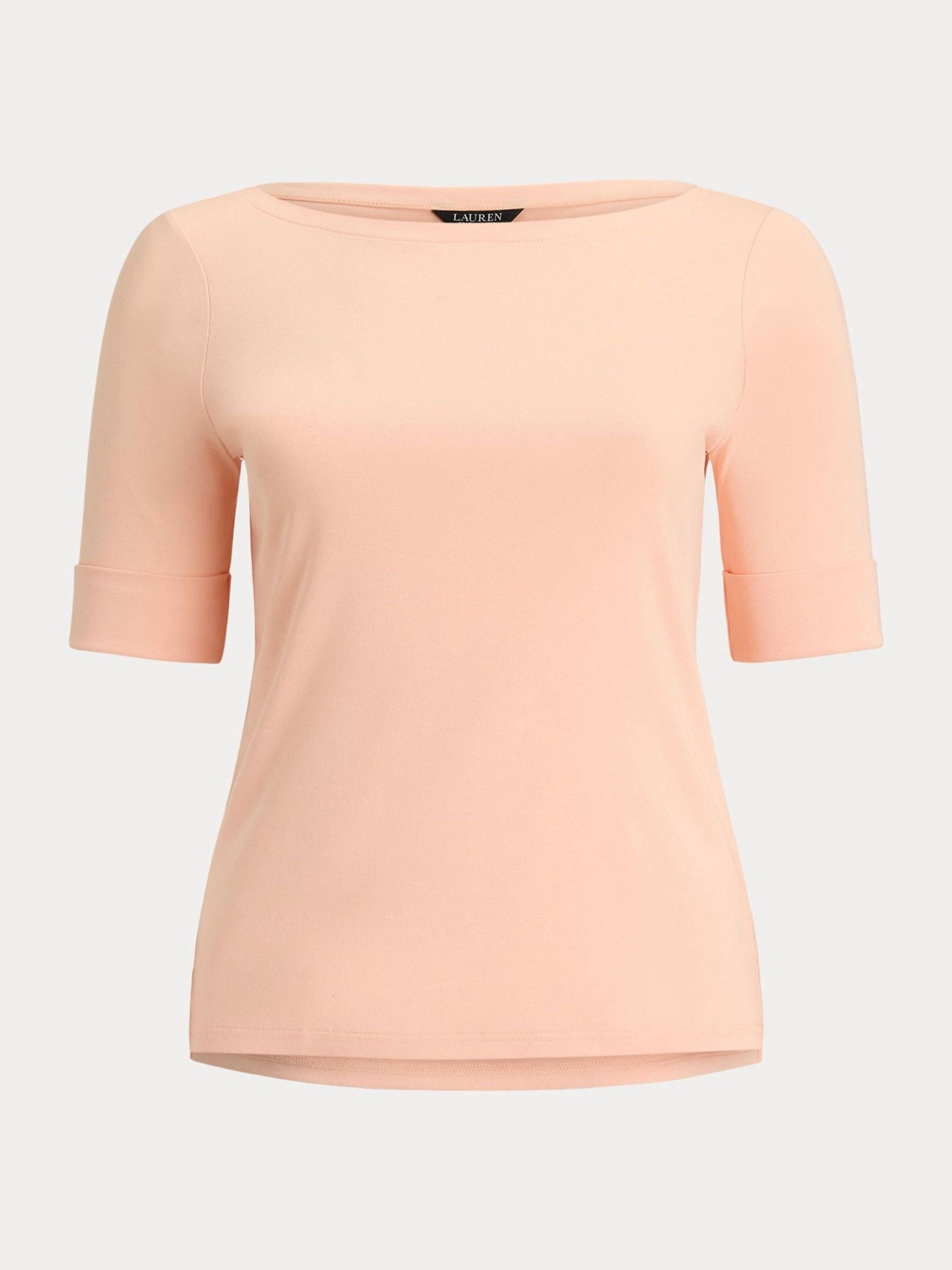 Lauren Ralph Lauren Orange Judy-Elbow Sleeve-Knit T-Shirt