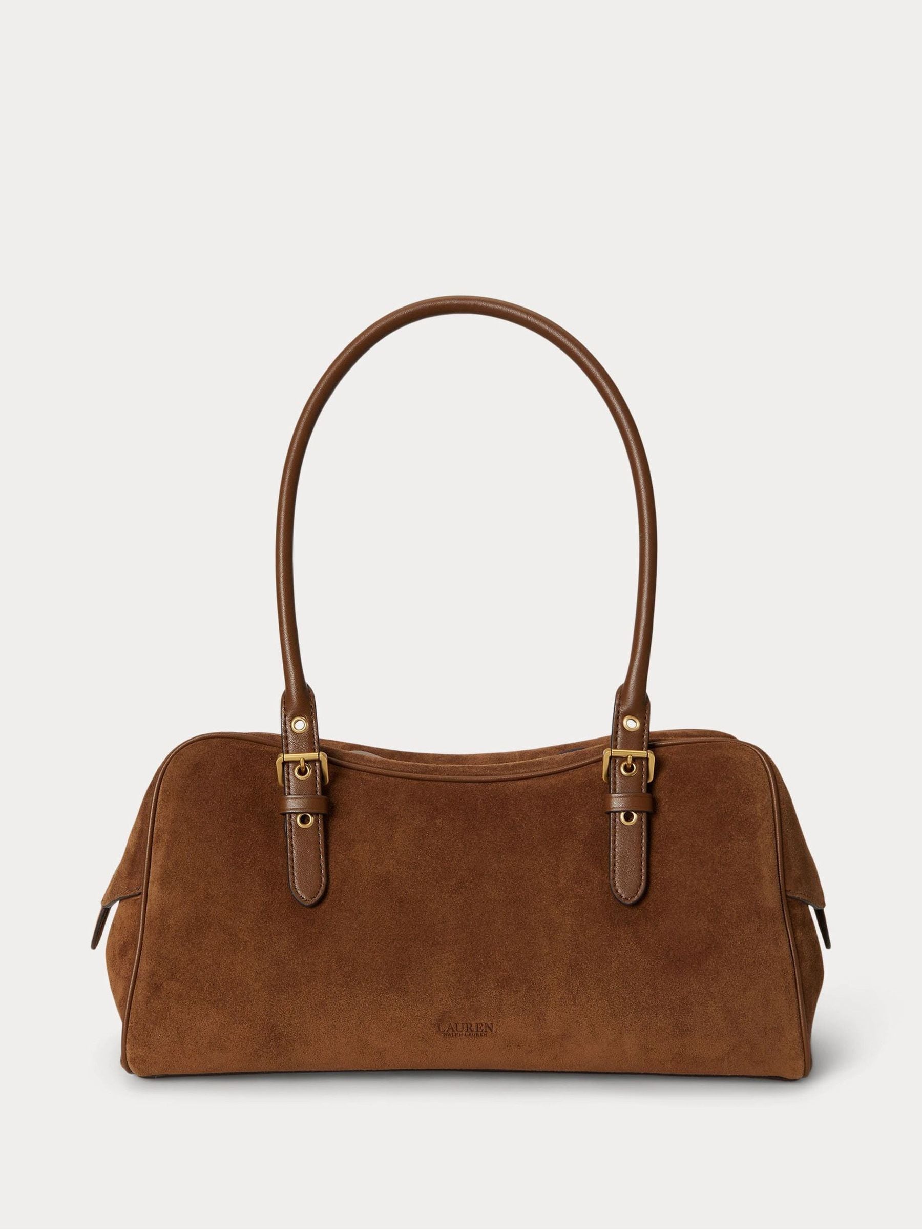 Lauren Ralph Lauren Donna Marrone Borsa Tote Grande In Pelle Scamosciata Marcy Di East West - Immagine 1