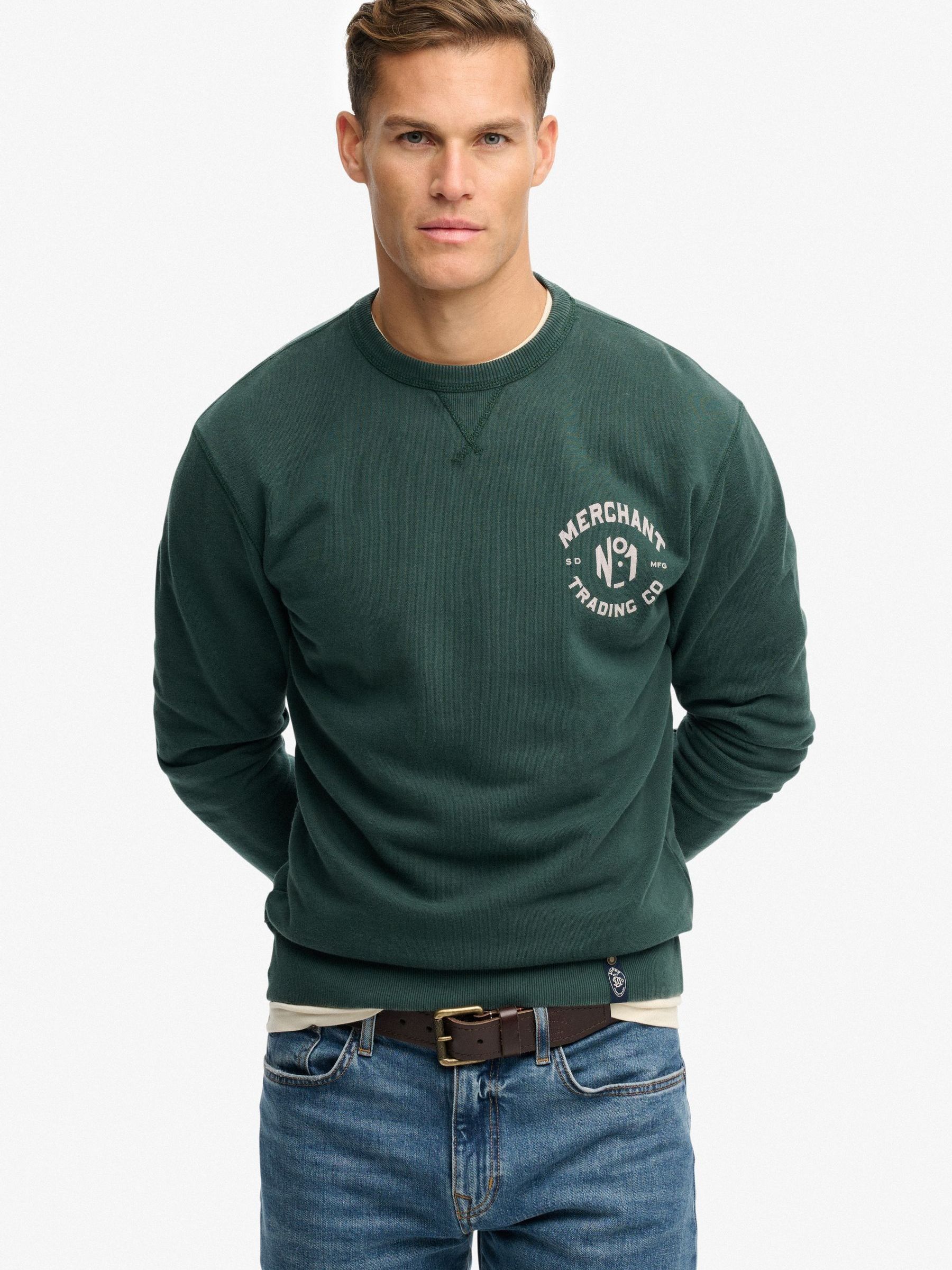 Joom Superdry Herren Merchant Graphic Sweatshirt 100% Cotton Green Cm - Bild 4