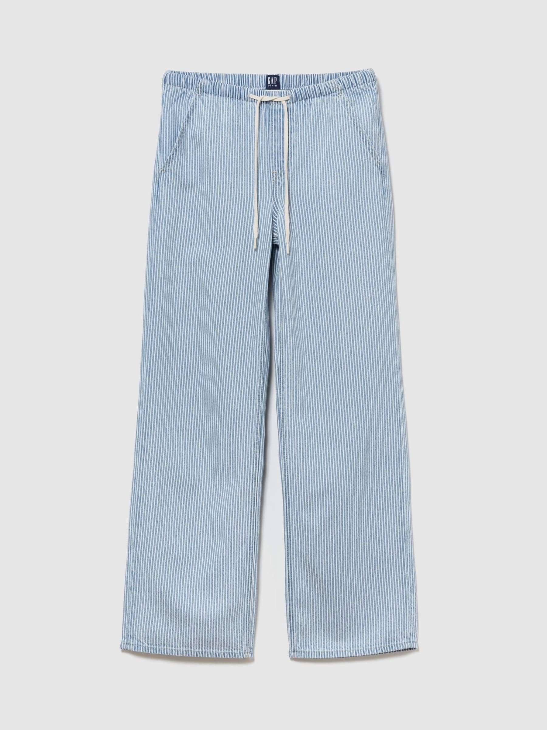 Gap Light Wash Stripe Low Rise UltraSoft Easy Pull On '90s Loose Jeans
