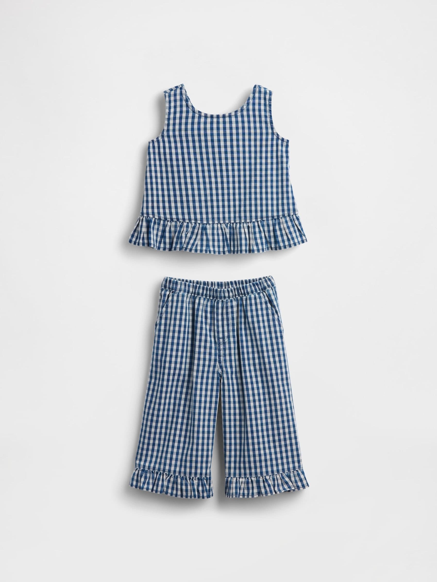 Gap Blue Gingham Denim Ruffle-Hem Outfit Set (6mths-5yrs)