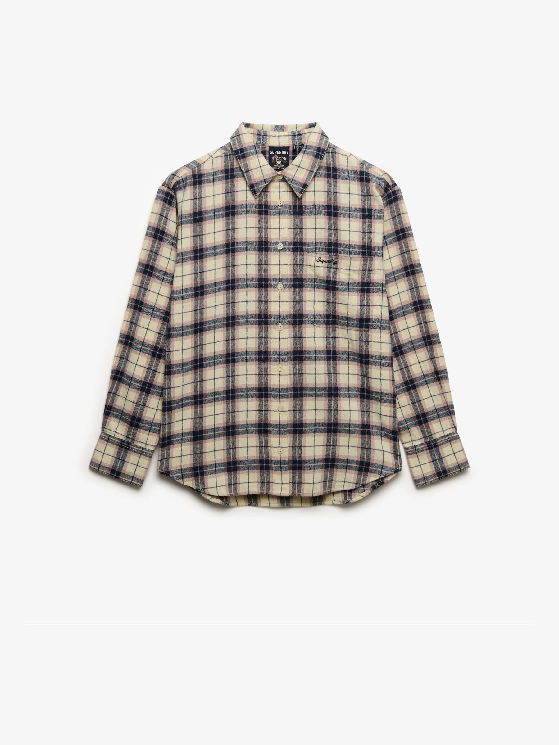 Superdry Donna Bianco Camicia A Quadri Maniche Lunghe In Flanella - Immagine 3