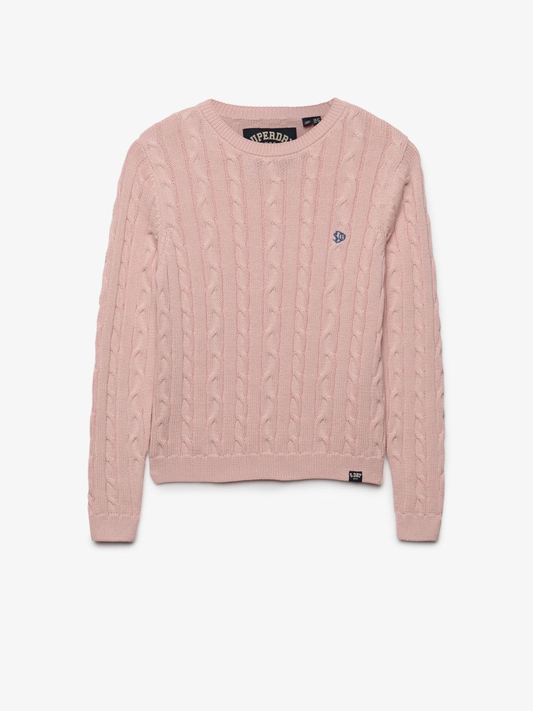 Maglione Superdry Essentials Cable Jumper Donna Rosa Extra Grande - Immagine 3