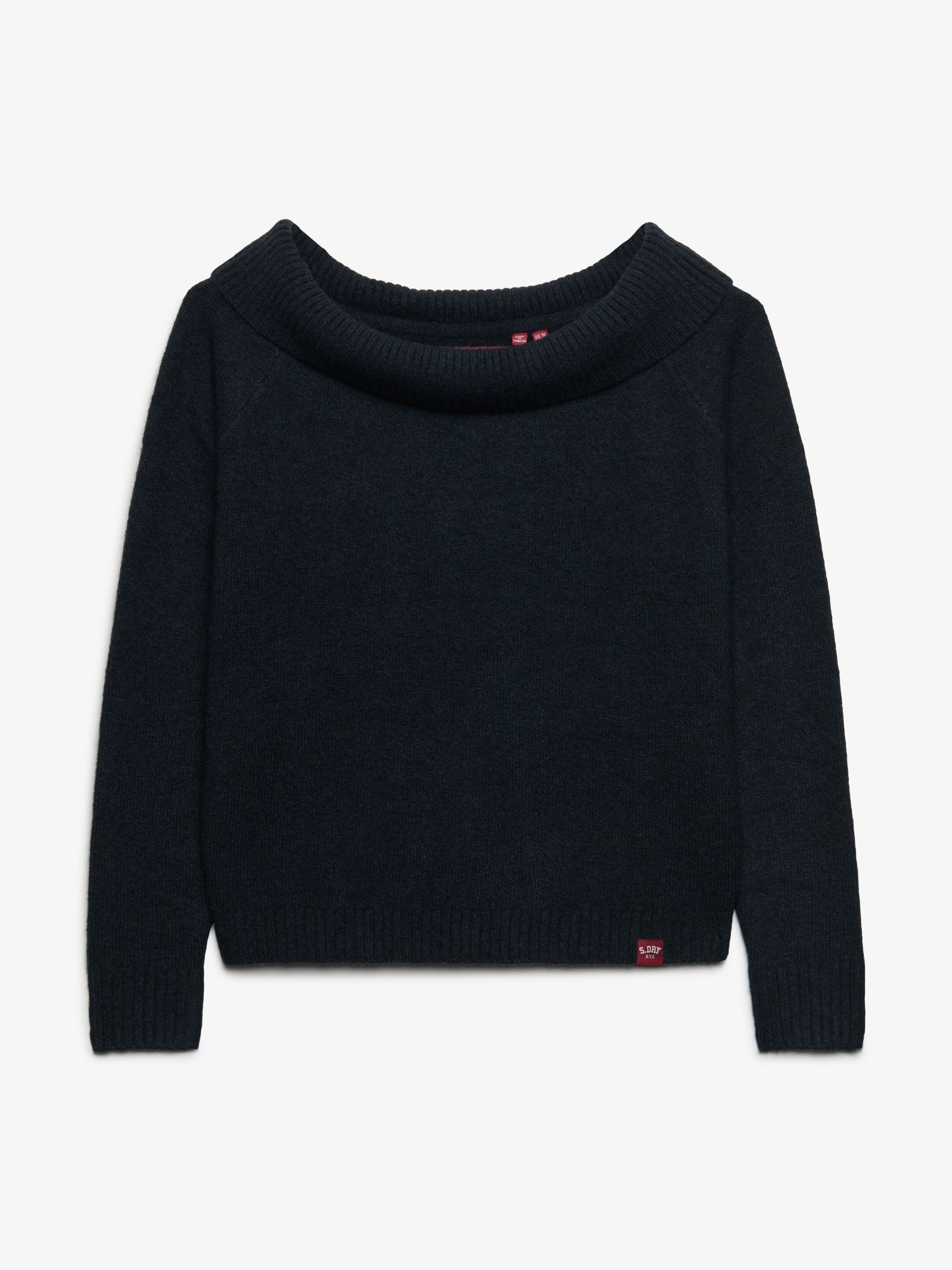 Superdry Damen Schwarz Strickpullover "Bardot Knitted Jumper", Gr. Xl, (Eclipse Navy), Strick, Obermaterial: 46% Polyacryl, 25% Wolle, 25% Polyest... - Bild 3