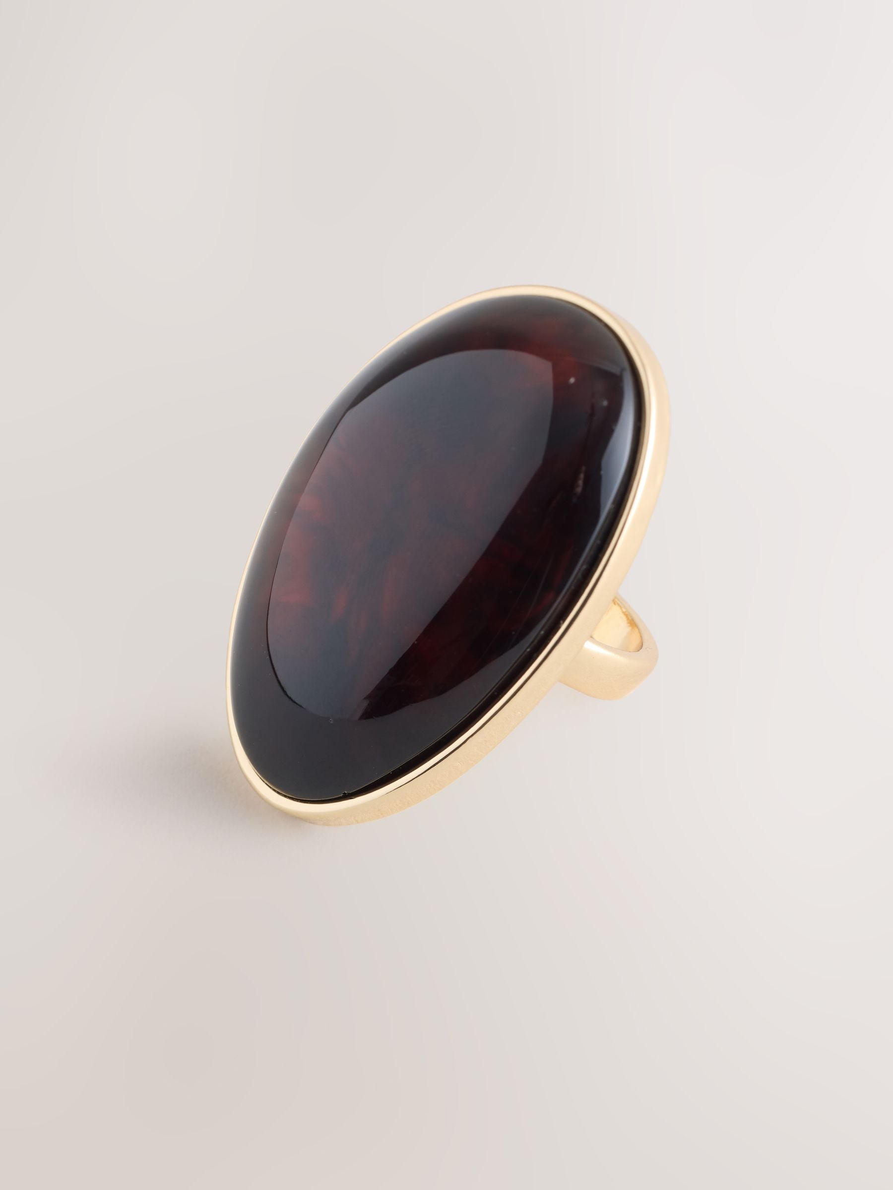 Next Gold Tone/Brown Resin Statement Oval Ring