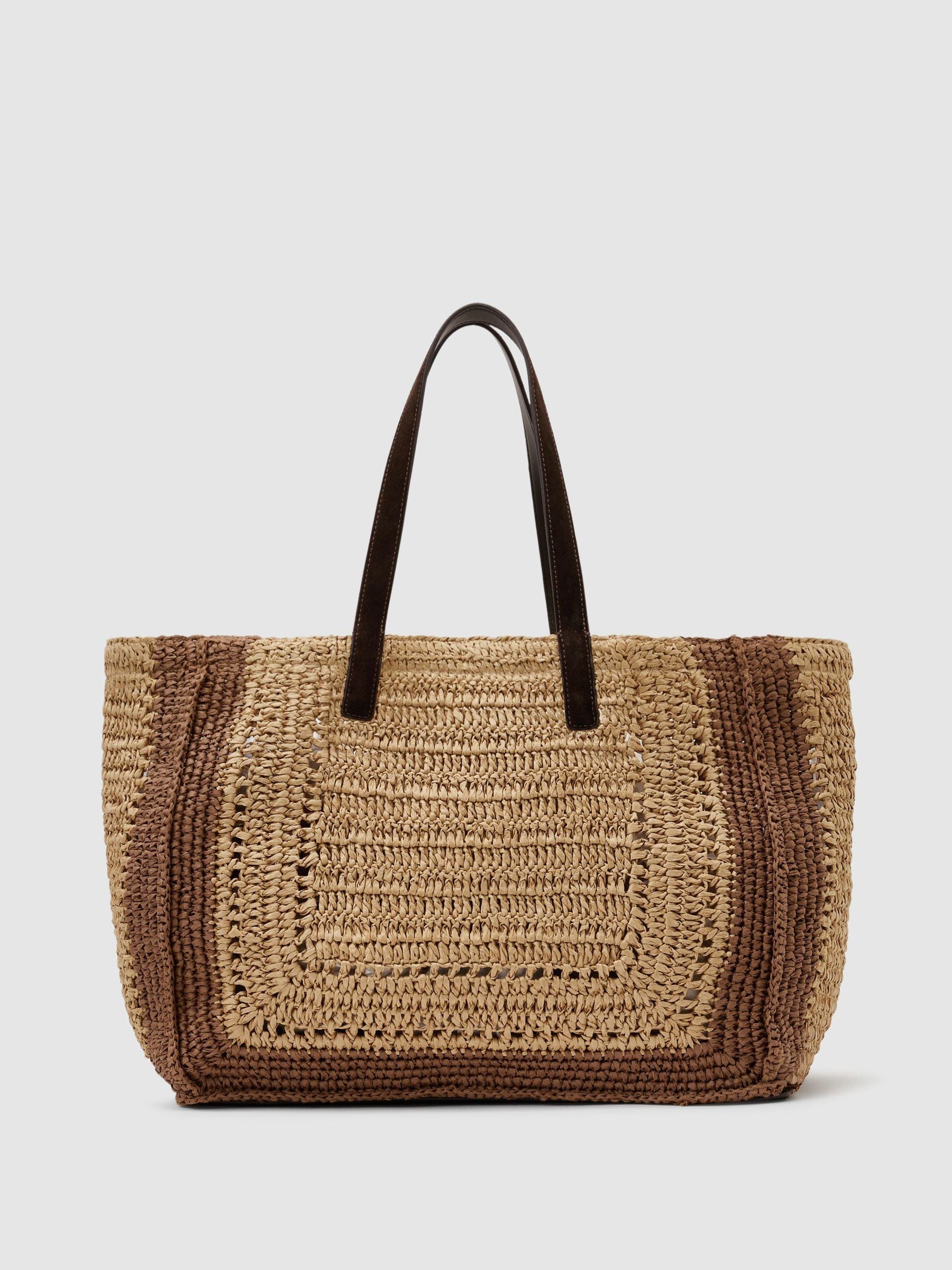 Reiss Natural Rosie Raffia-Effect Tote Bag