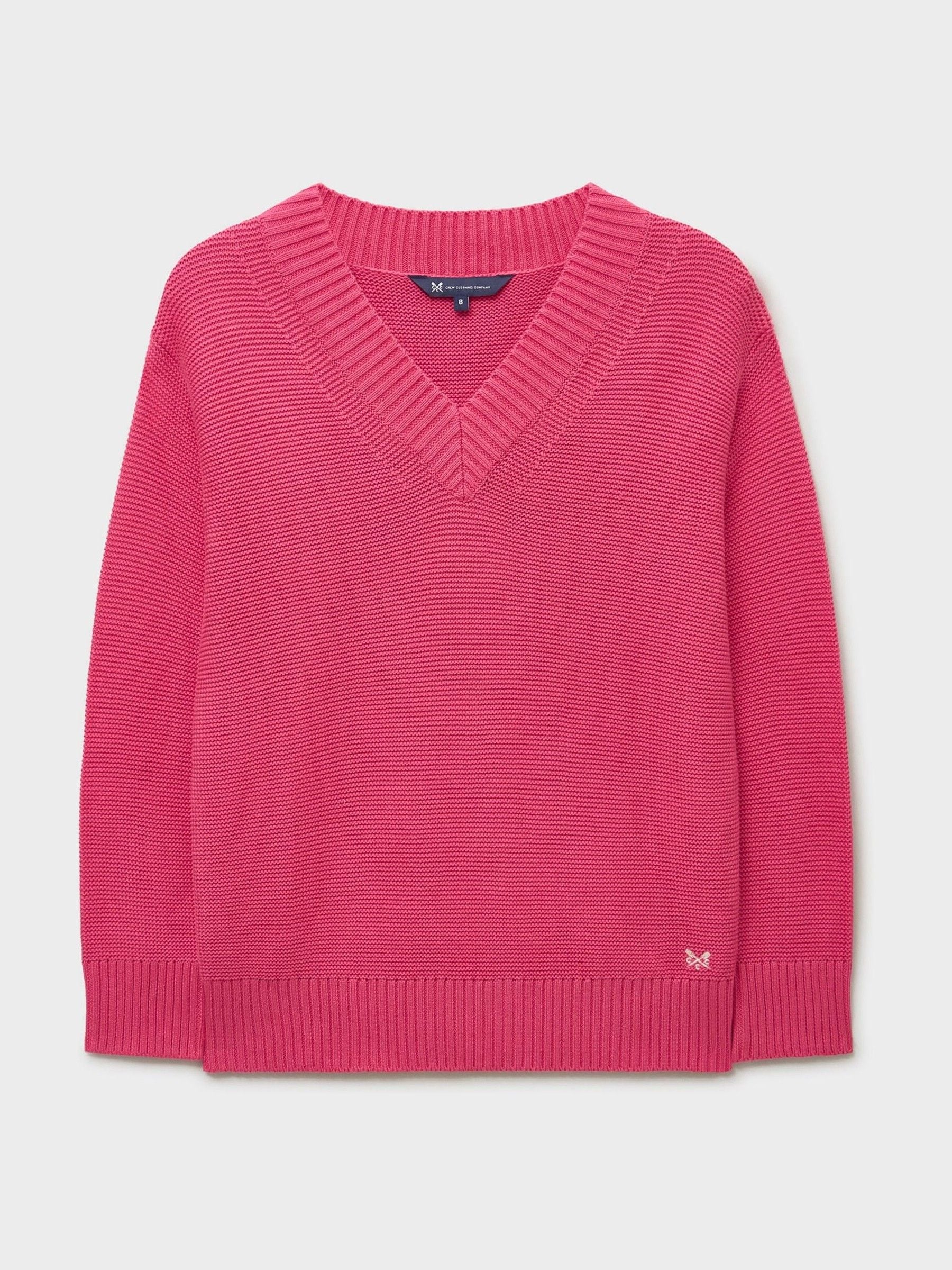 Crew Clothing Pink Lauren V-Neck Cotton Jumper
