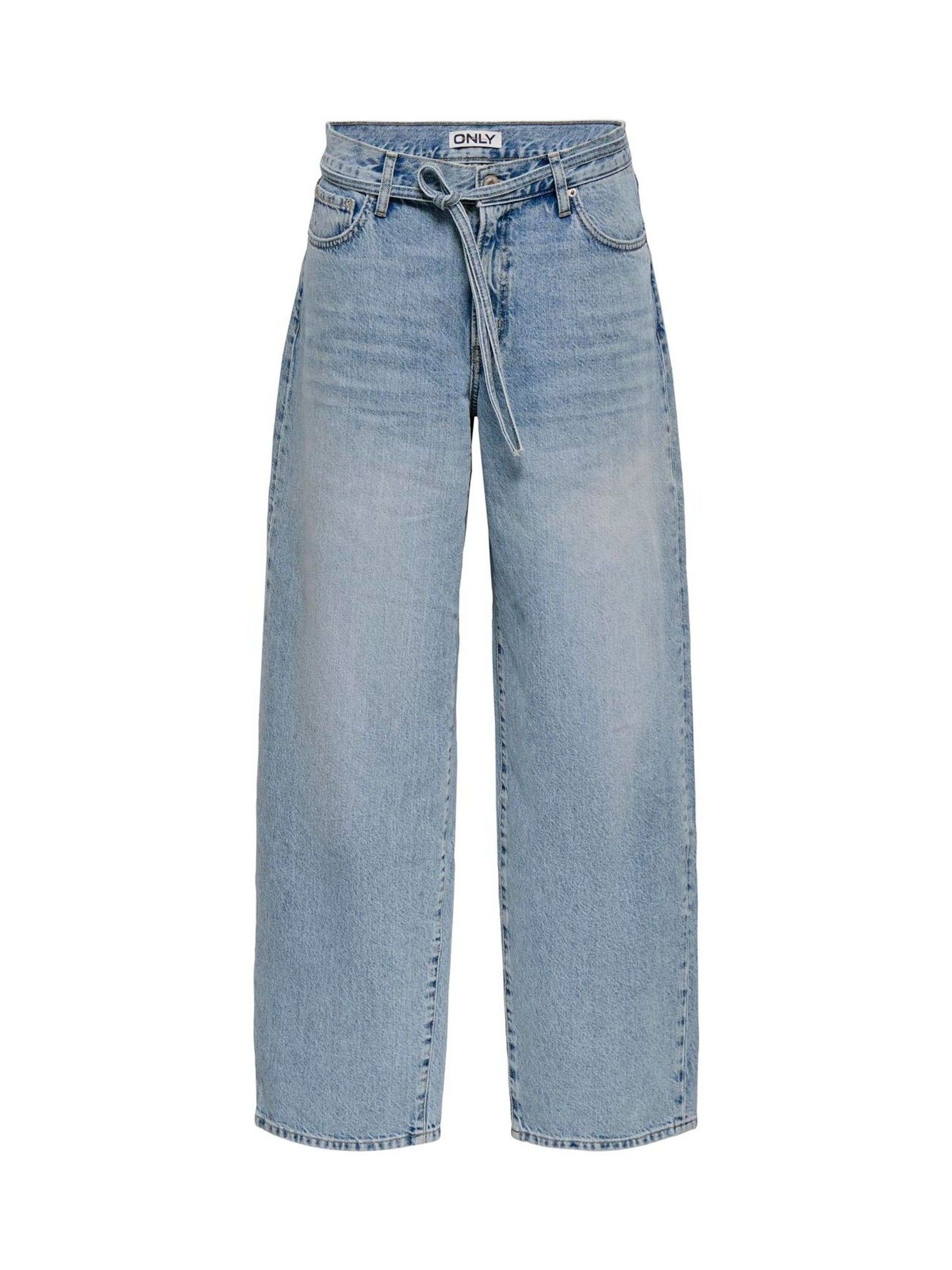Only Donna Blu - Gianna - Jeans Dritti Allacciati In Vita Chiaro - Immagine 4
