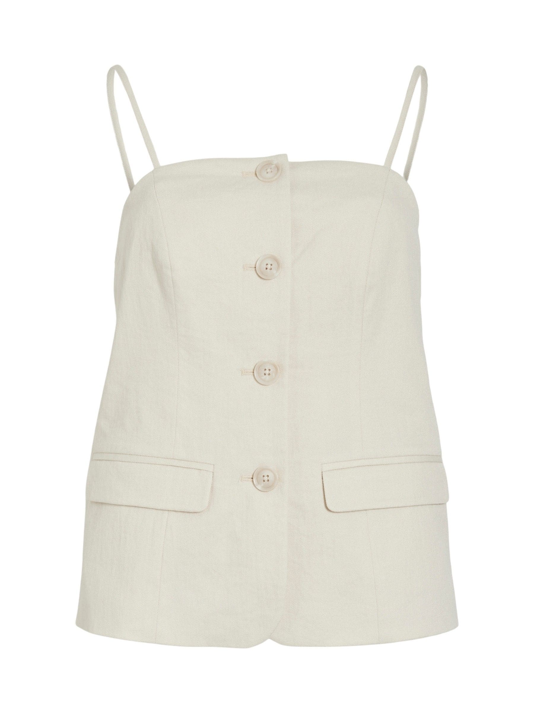 Vila Cream Sleeveless Tailored Button Vest