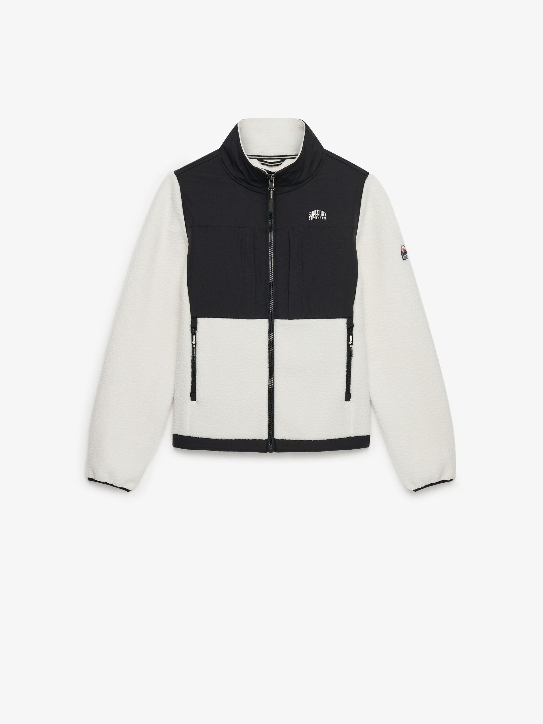 Superdry White Polar Fleece Hybrid Trekker Jacket