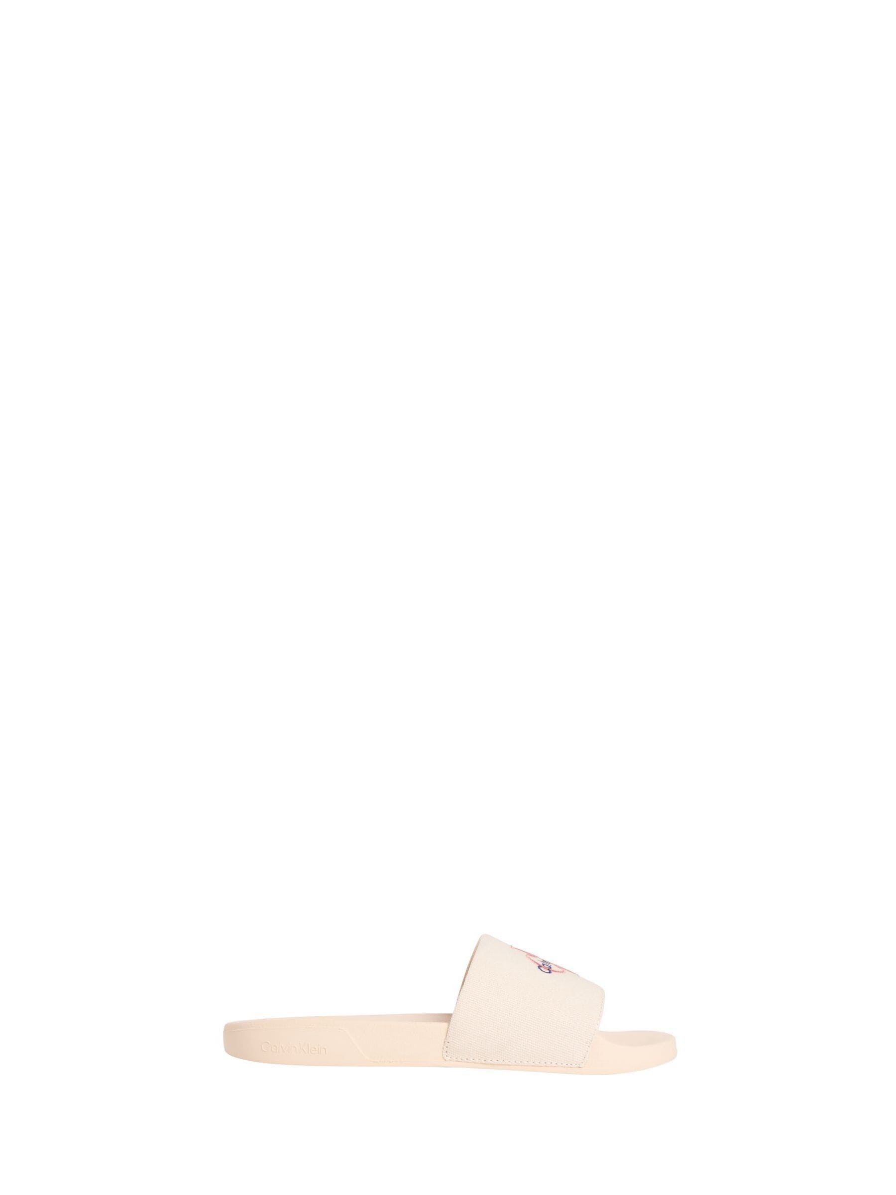 Calvin Klein Pink Canvas Signature Logo Sliders