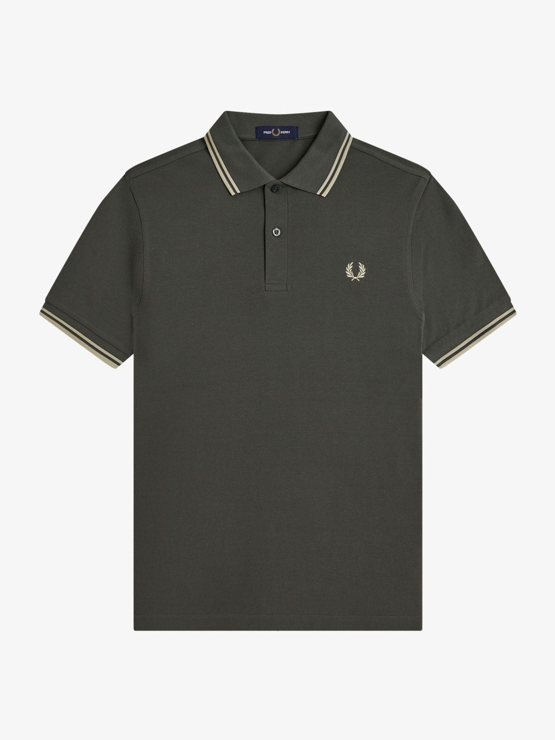 Fred Perry Uomo Verde Polo A Maniche Corte Con Profili A Contrasto - Immagine 1