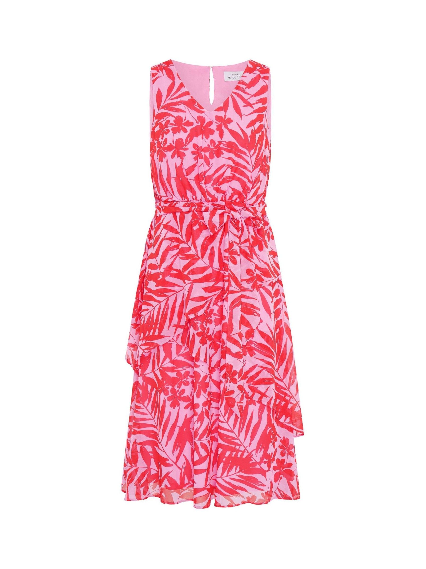 Gina Bacconi Női Rózsaszín Tasha Printed Chiffon Dress