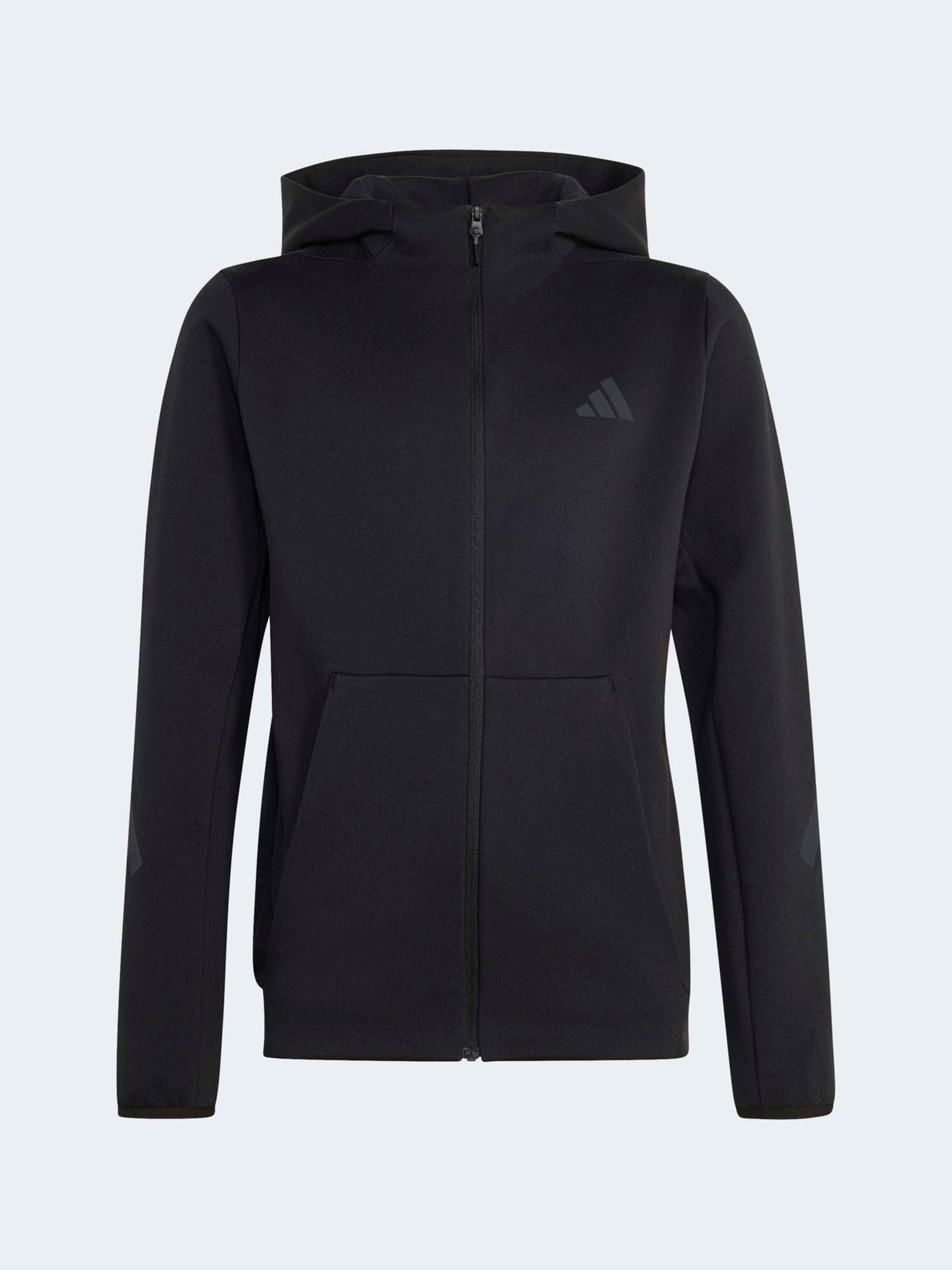 Adidas Negro Sudadera Con Cremallera Y Capucha De - Imagen 1