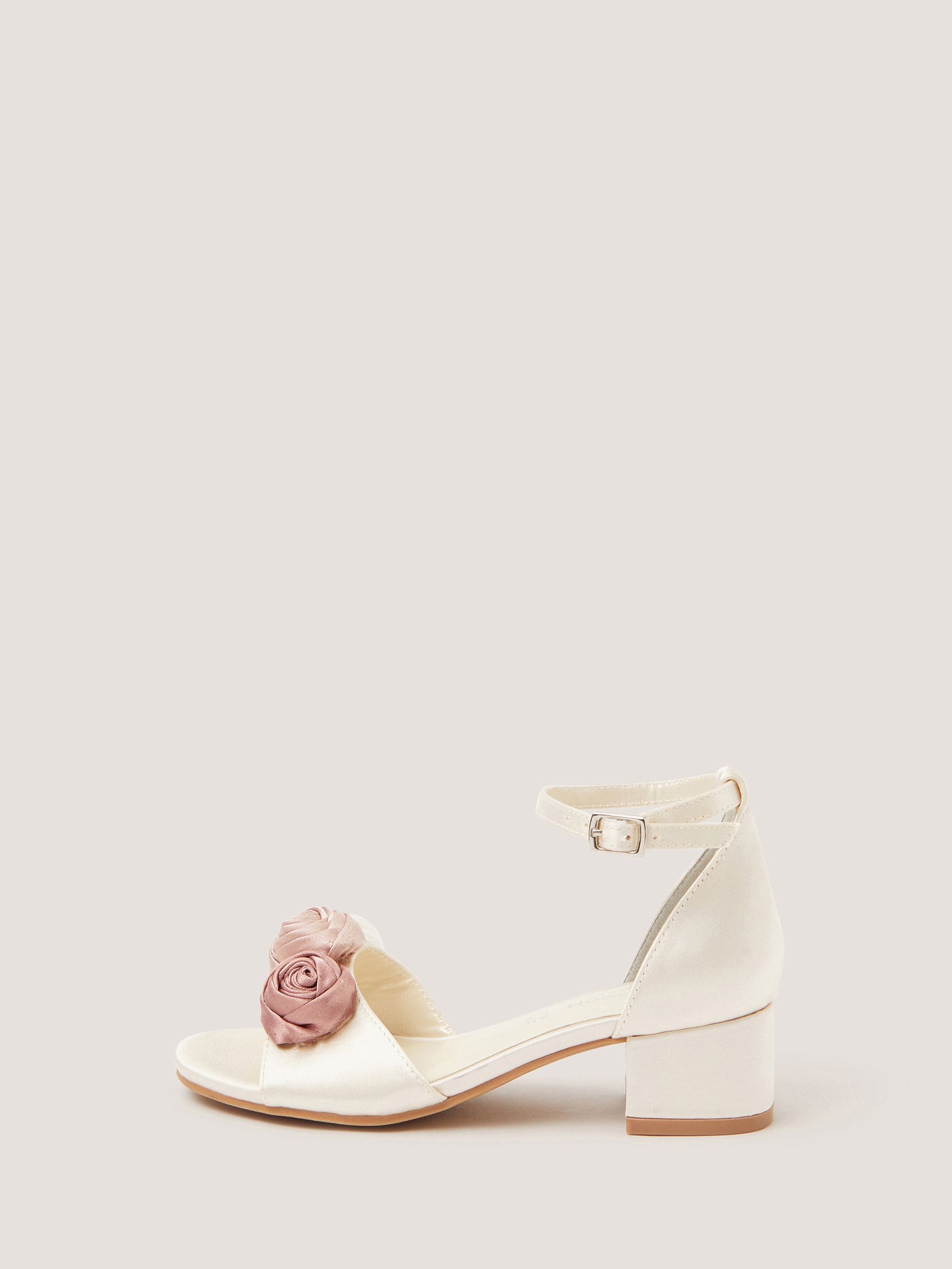 Monsoon Cream Rosette Satin Two Part Heels