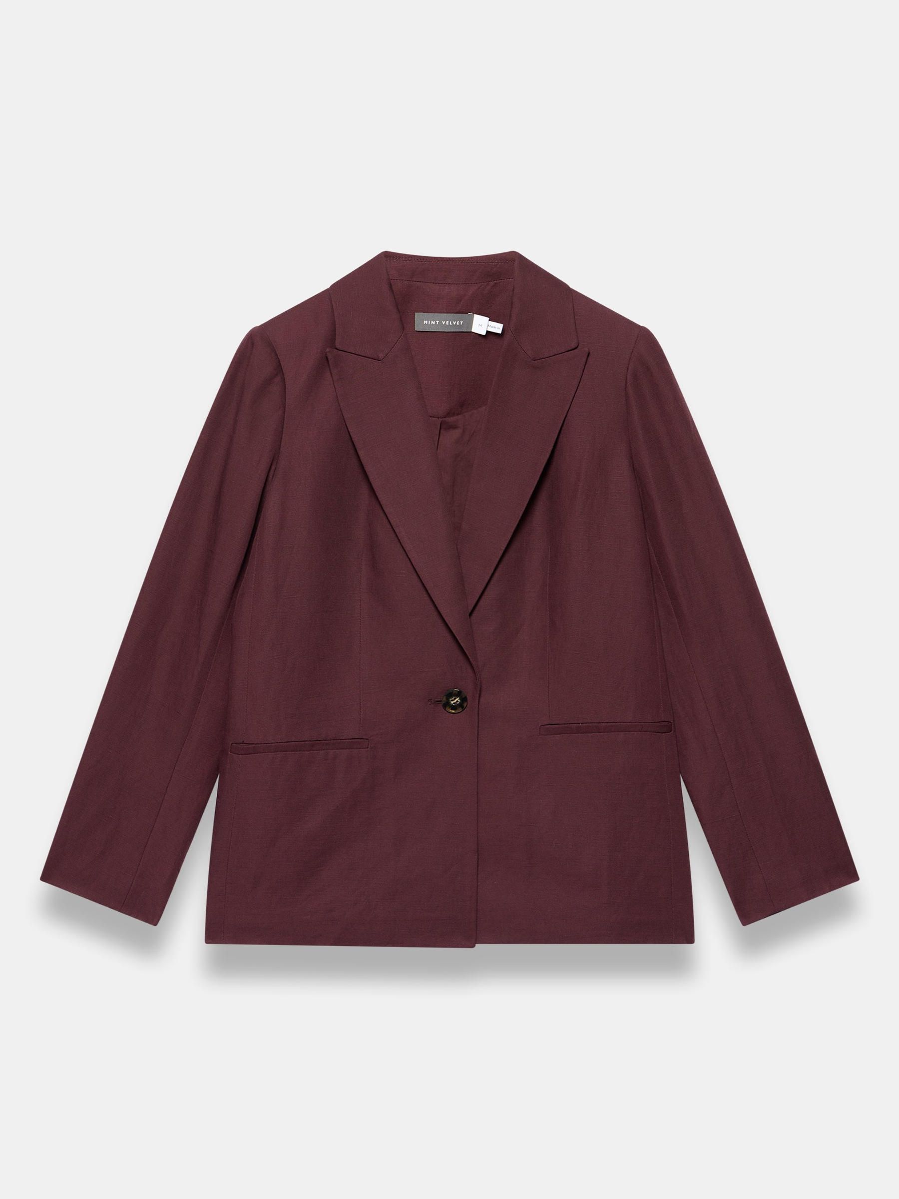 Mint Velvet Red Single Breasted Linen Blazer