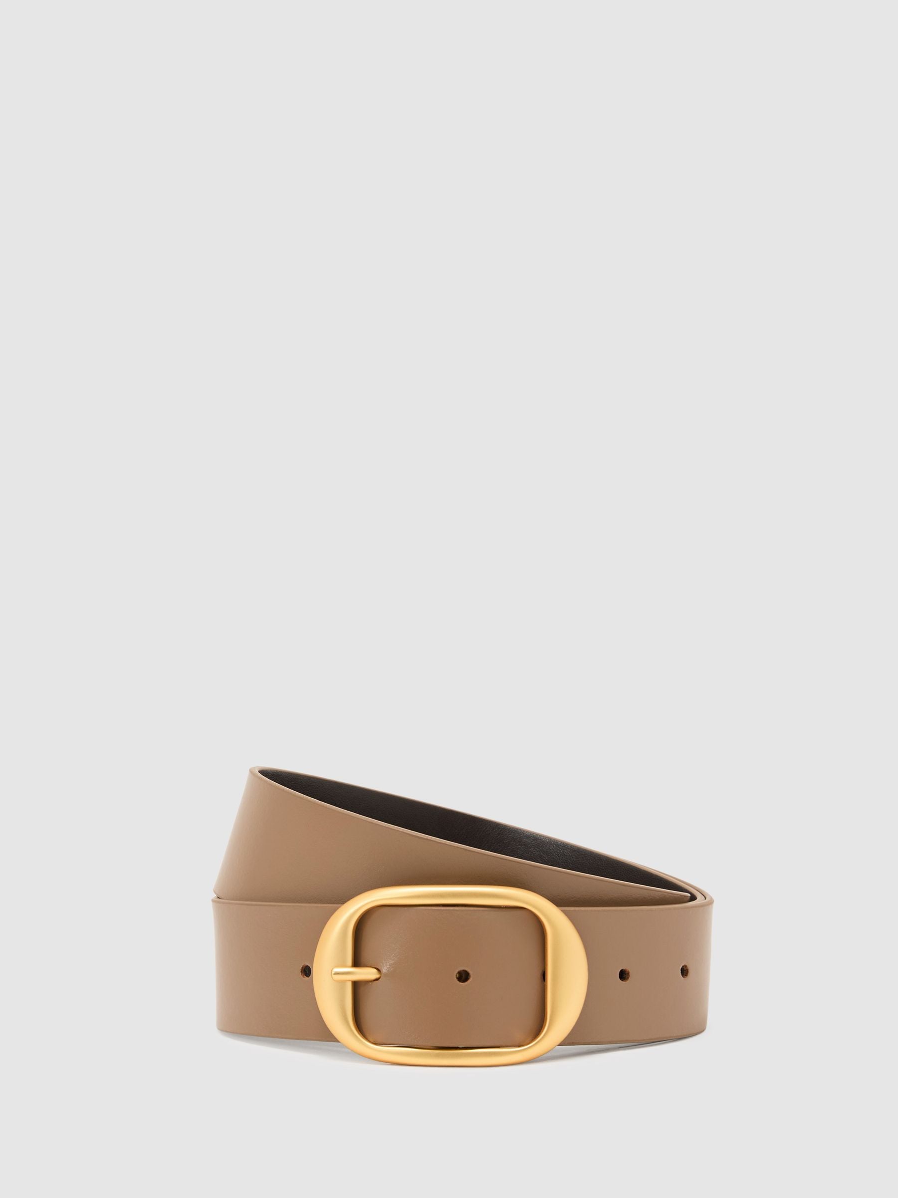 Reiss Athena Leather Oval-Buckle Belt