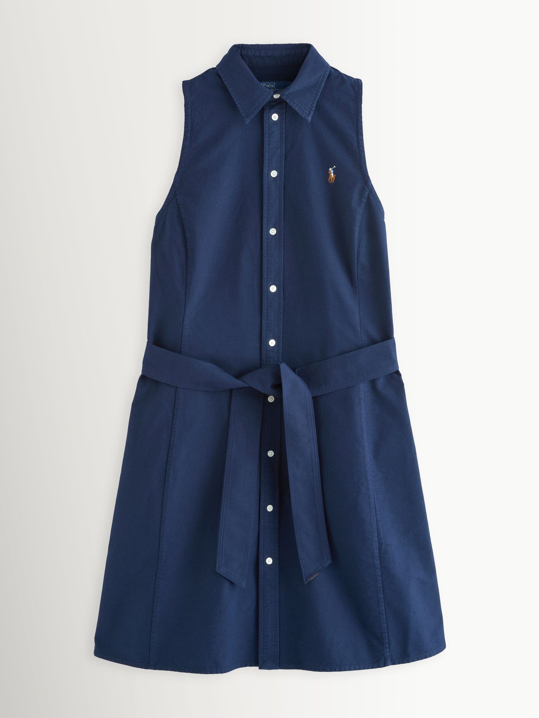 Polo Ralph Lauren Ženský Navy Oxford Cotton Sleeveless Embroidered Logo Shirt Dress