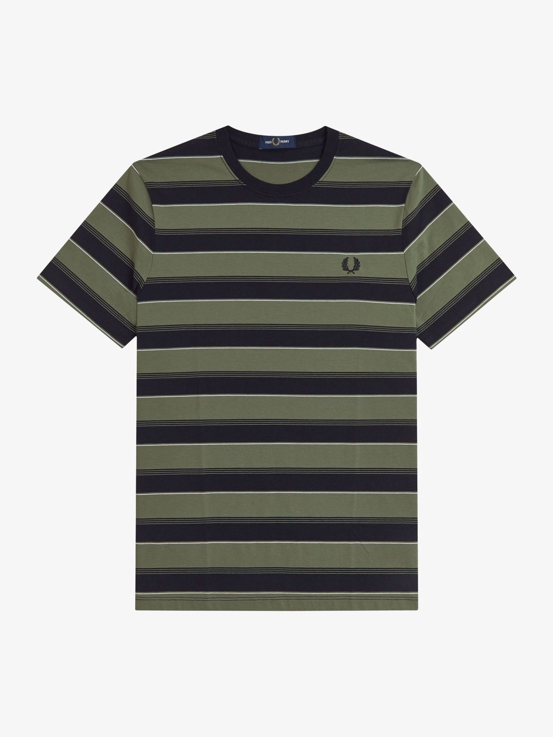 Fred Perry Herren Grün T-Shirt Baumwolle Gestreift - Bild 3
