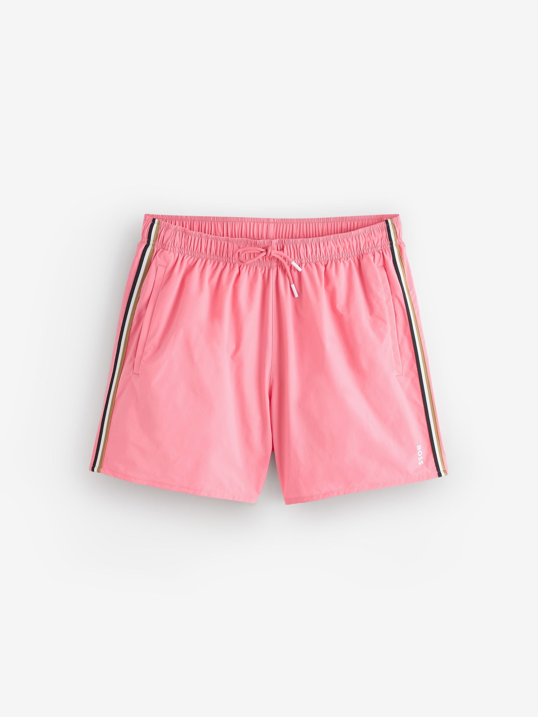 Boss Miesten Vaaleanpunainen Iconic Side Raita Logo Uimashortsit