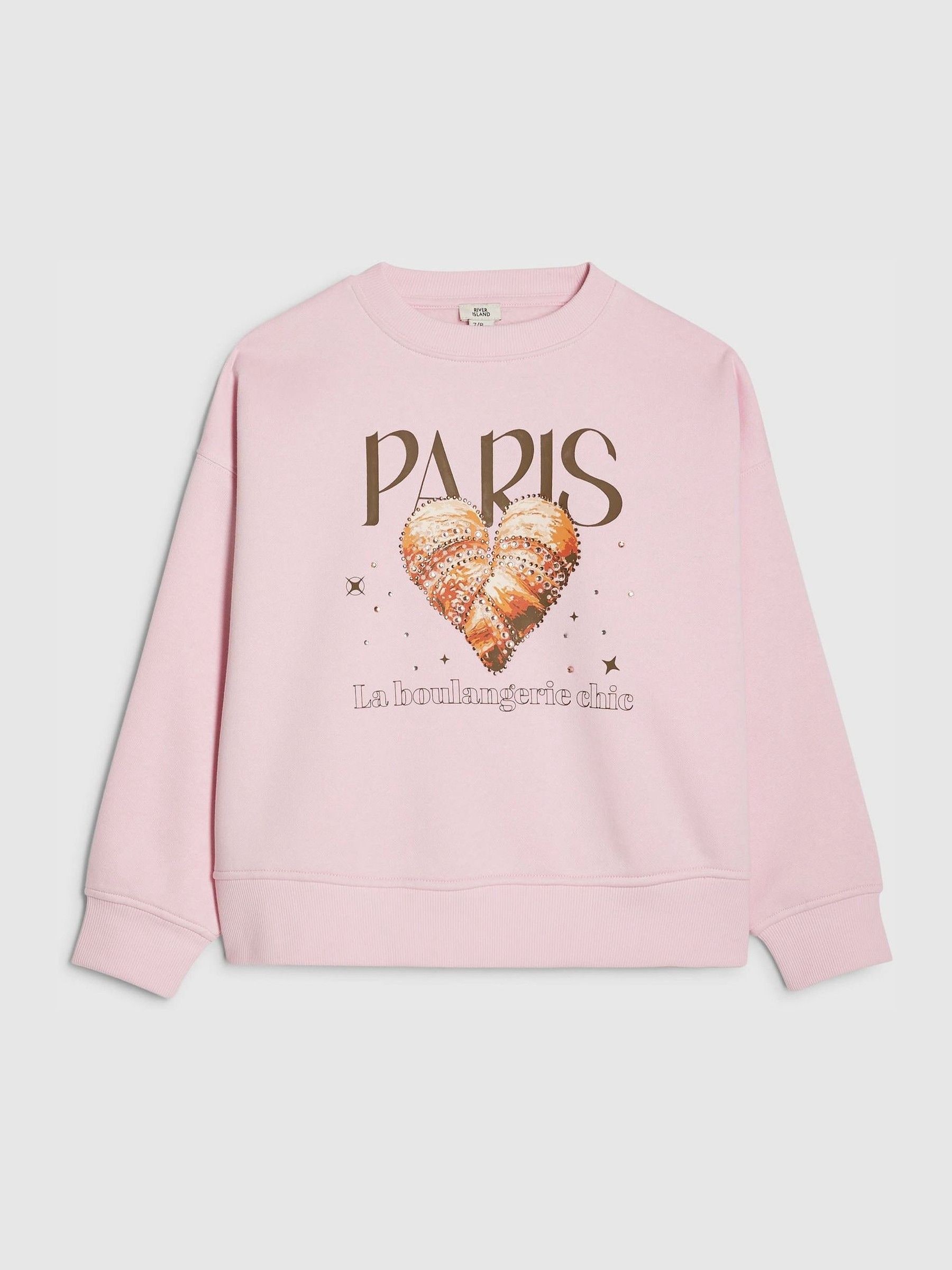 River Island Pink Paris Heart Sweatshirt