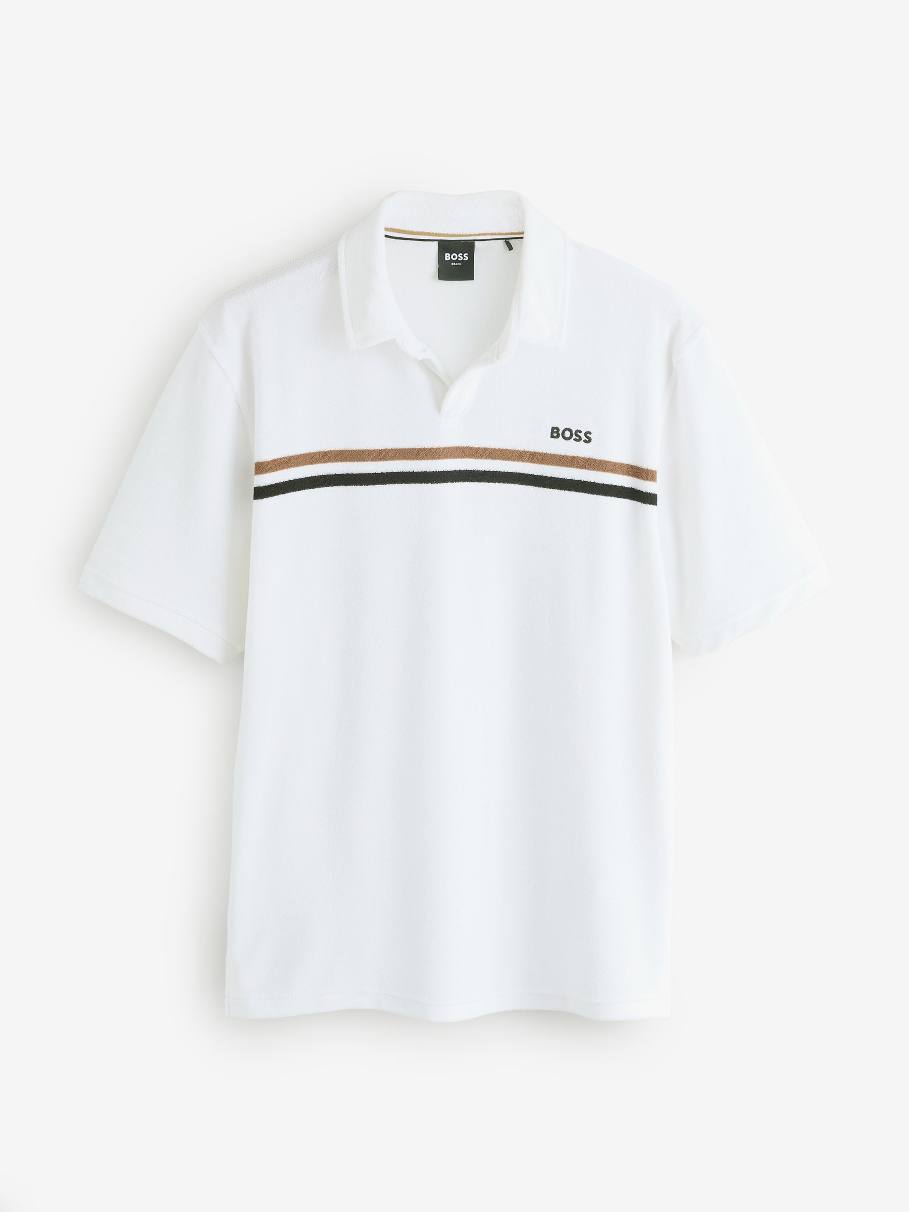 Boss Miesten Valkoinen Iconic Towelling Logo Polo Shirt