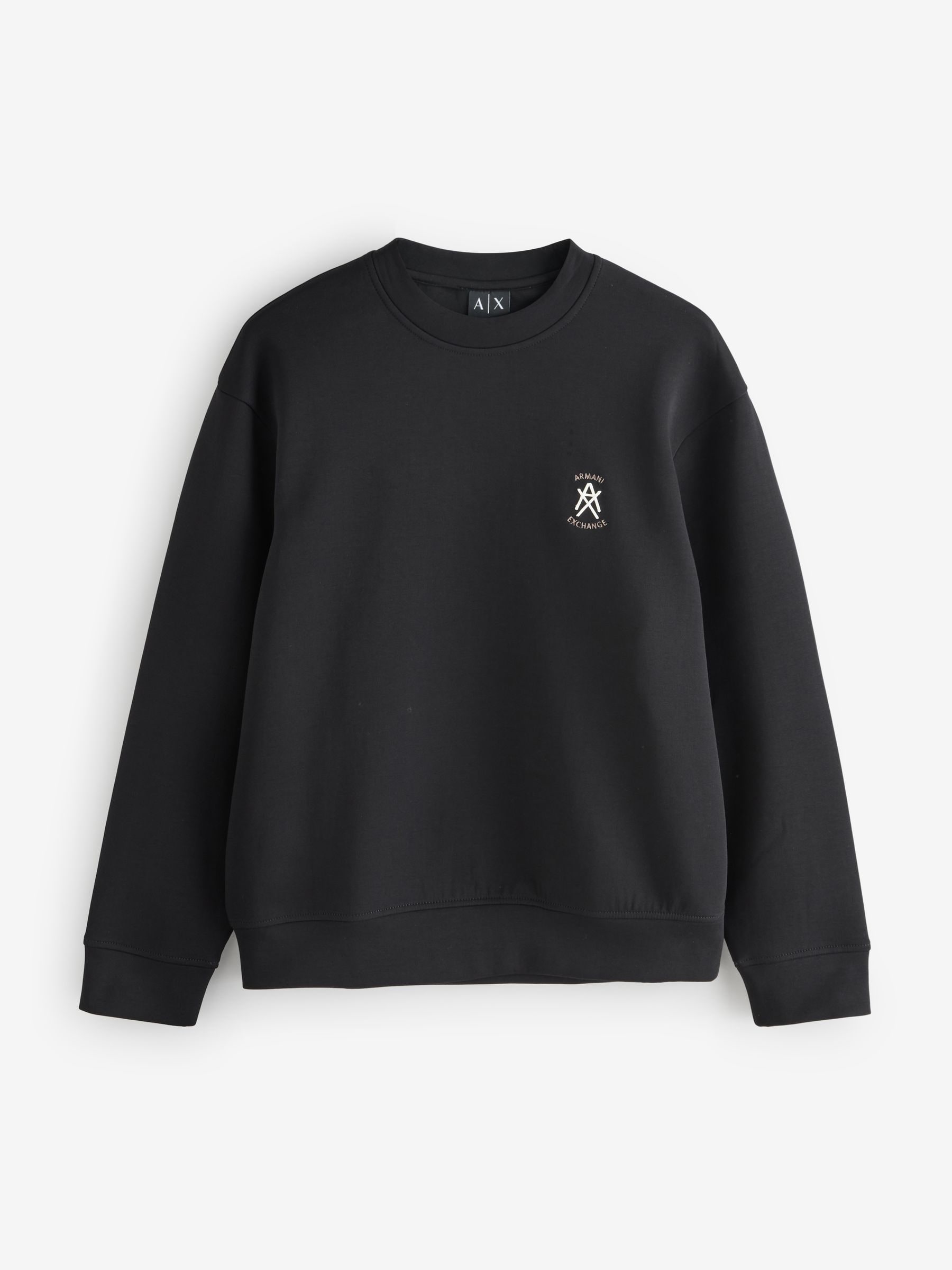 Armani Exchange Homme Sweat à Col Rond Coton Noir