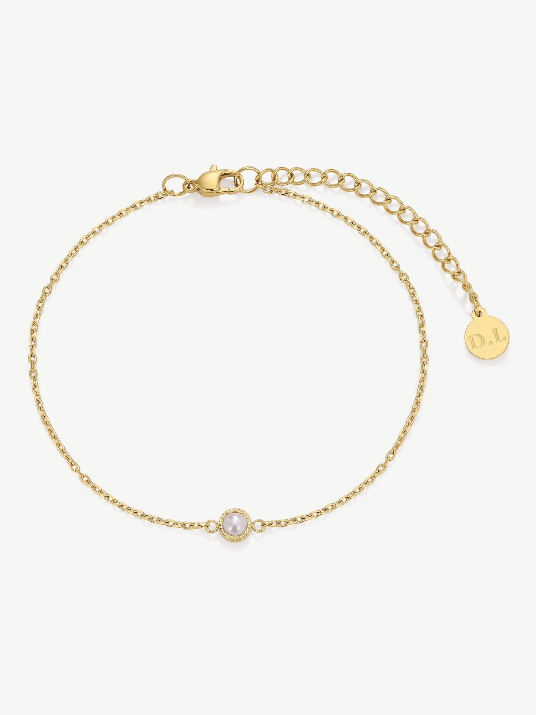 D.louise Femme Or D. Louise D. Louise Tone Waterproof Bridesmaid Dainty Pearl Bracelet - Image 1